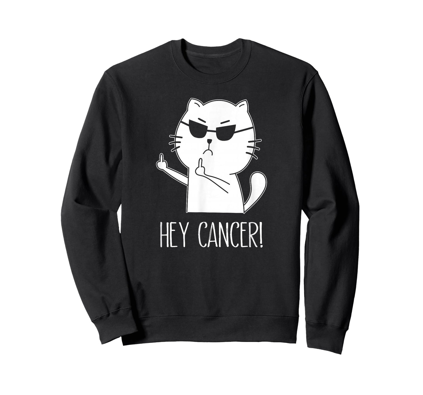 Hey Cancer F U, Funny Cat Middle Finger, F#ck Cancer T-Shirt