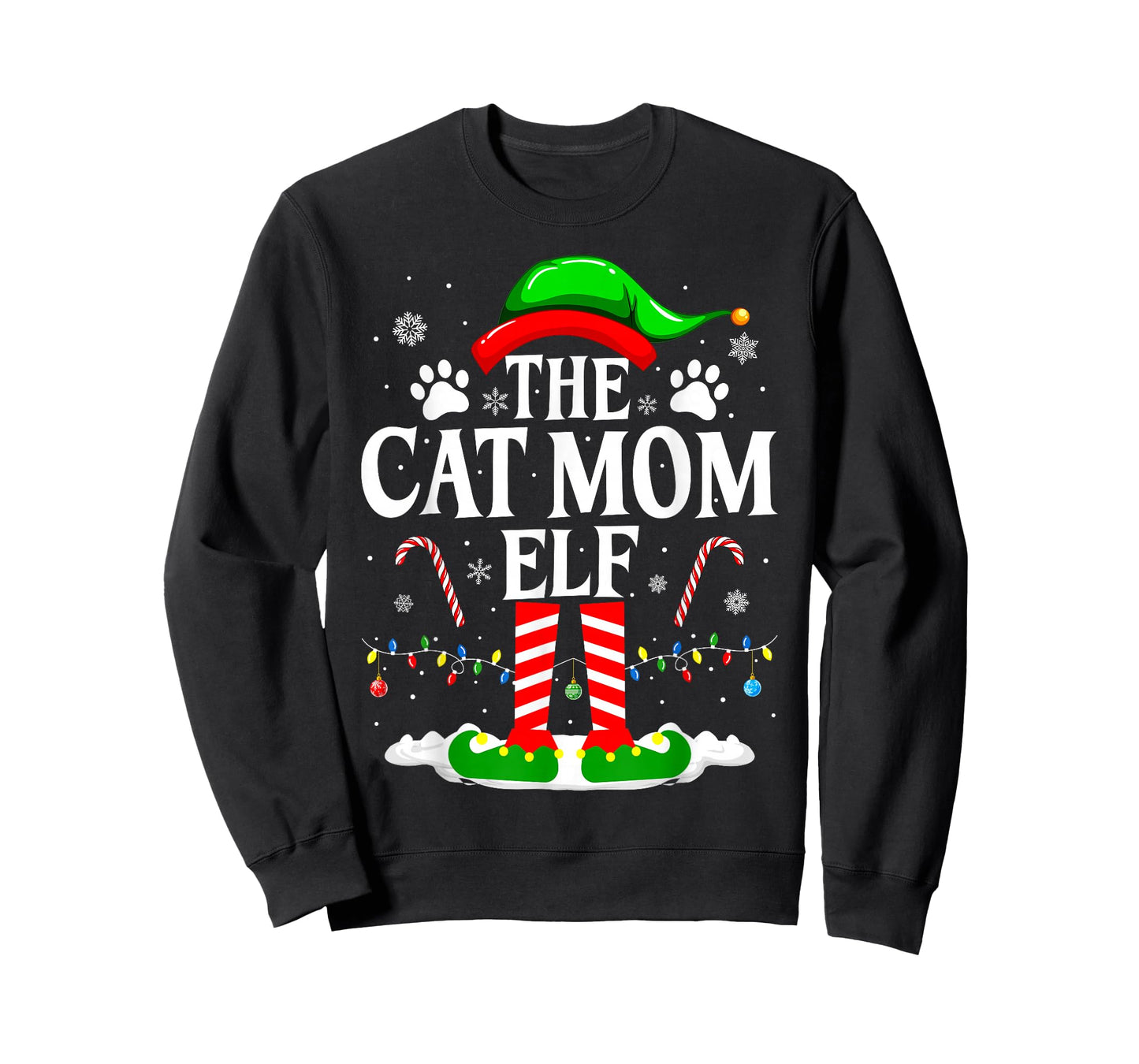 The Cat Mom Elf Xmas Funny Cats lover Christmas Cat Mom T-Shirt