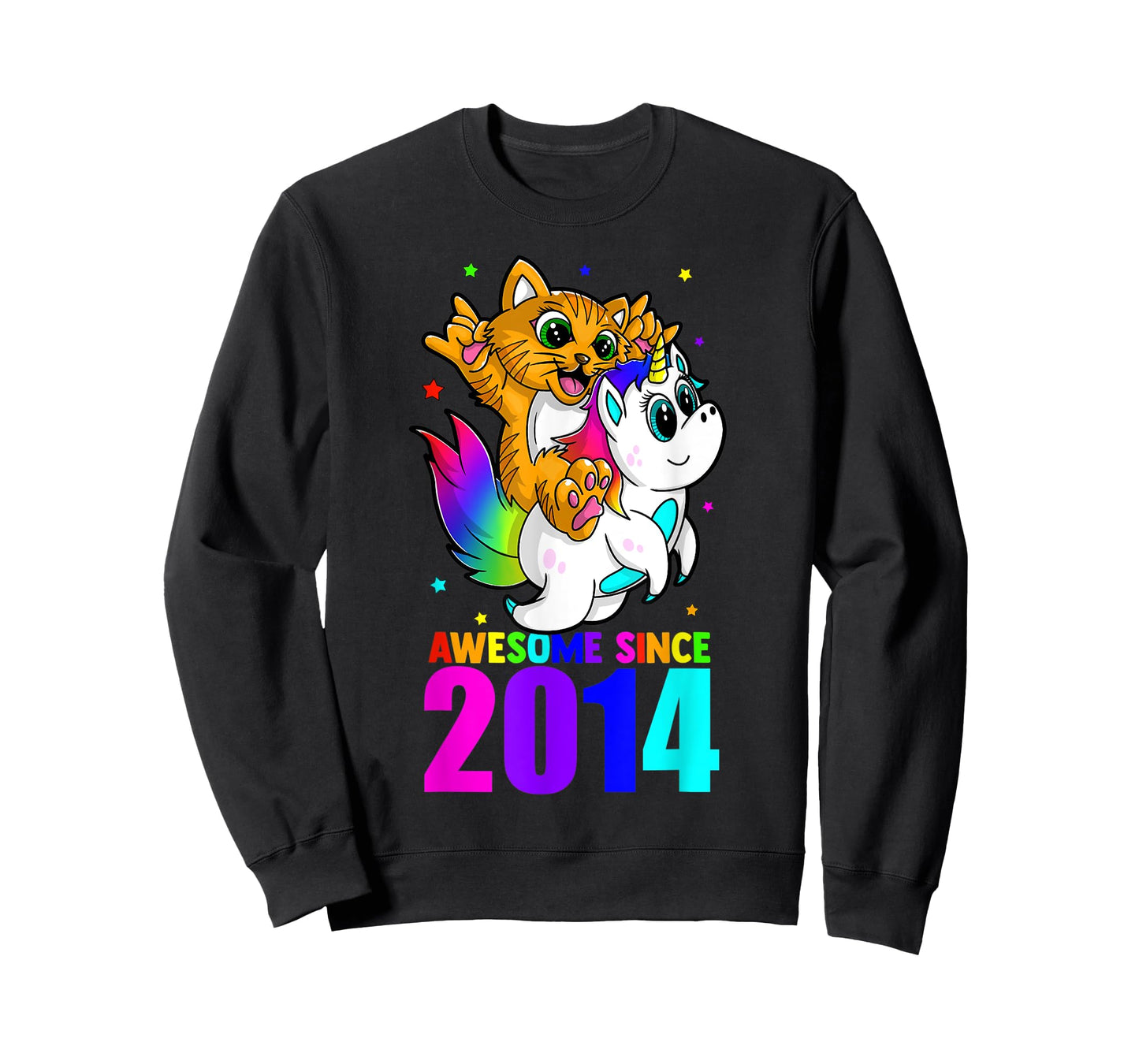 Awesome Since 2014 Unicorn Cat Birthday Girl Boys Cute Kids T-Shirt