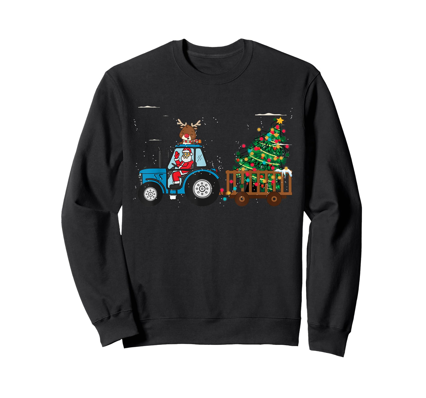 Christmas Farm Tractor Xmas Tree Lights Santa Hat Farmer T-Shirt