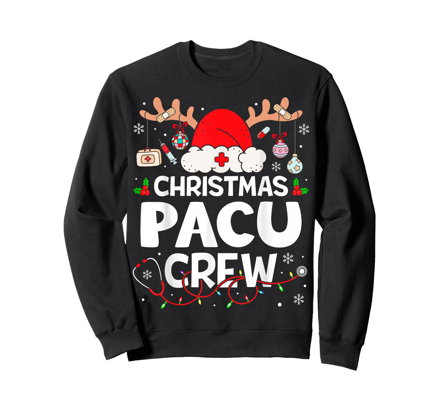 Christmas Pacu Crew Reindeer Santa Post Anesthesia Care Unit T-Shirt