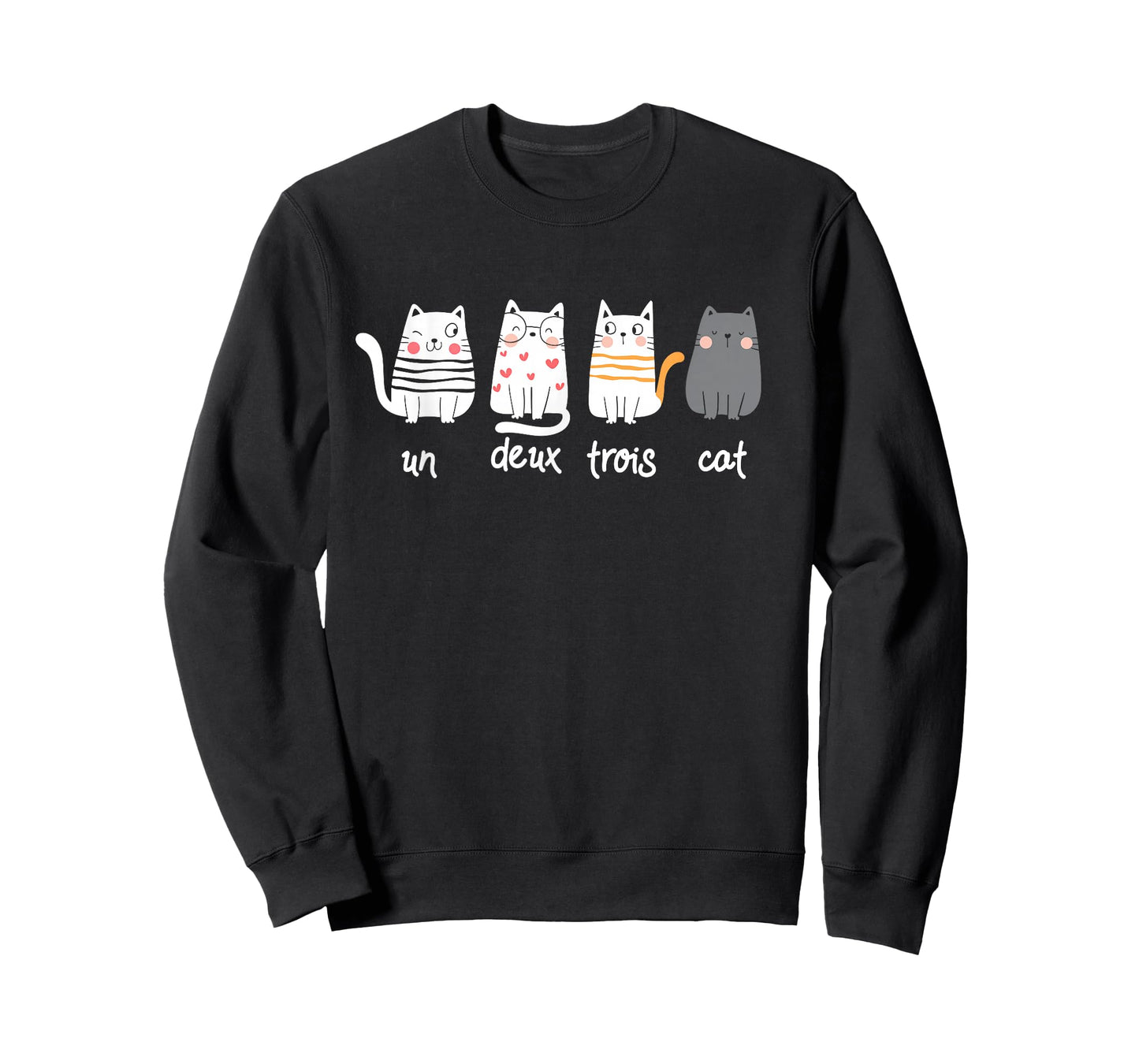Funny French Cat Graphic Un Deux Trois Cat T-Shirt