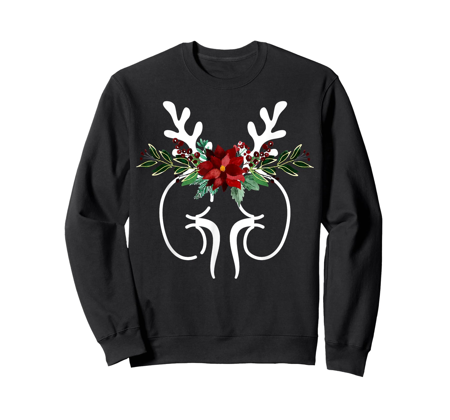 Anatomy Kidney Floral Reindeer Christmas Dialysis Nurse T-Shirt