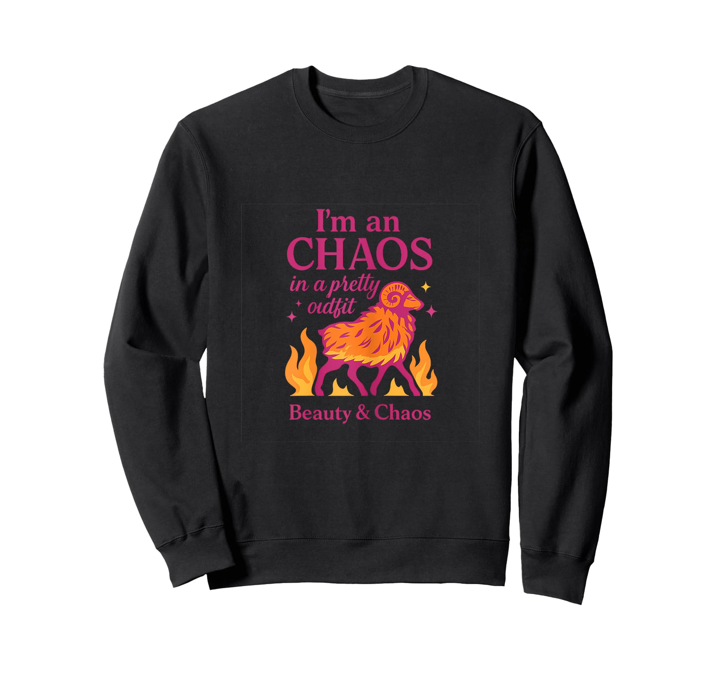 Aries Zodiac Chaos in a Pretty Outfit Graphic Design T-Shirt