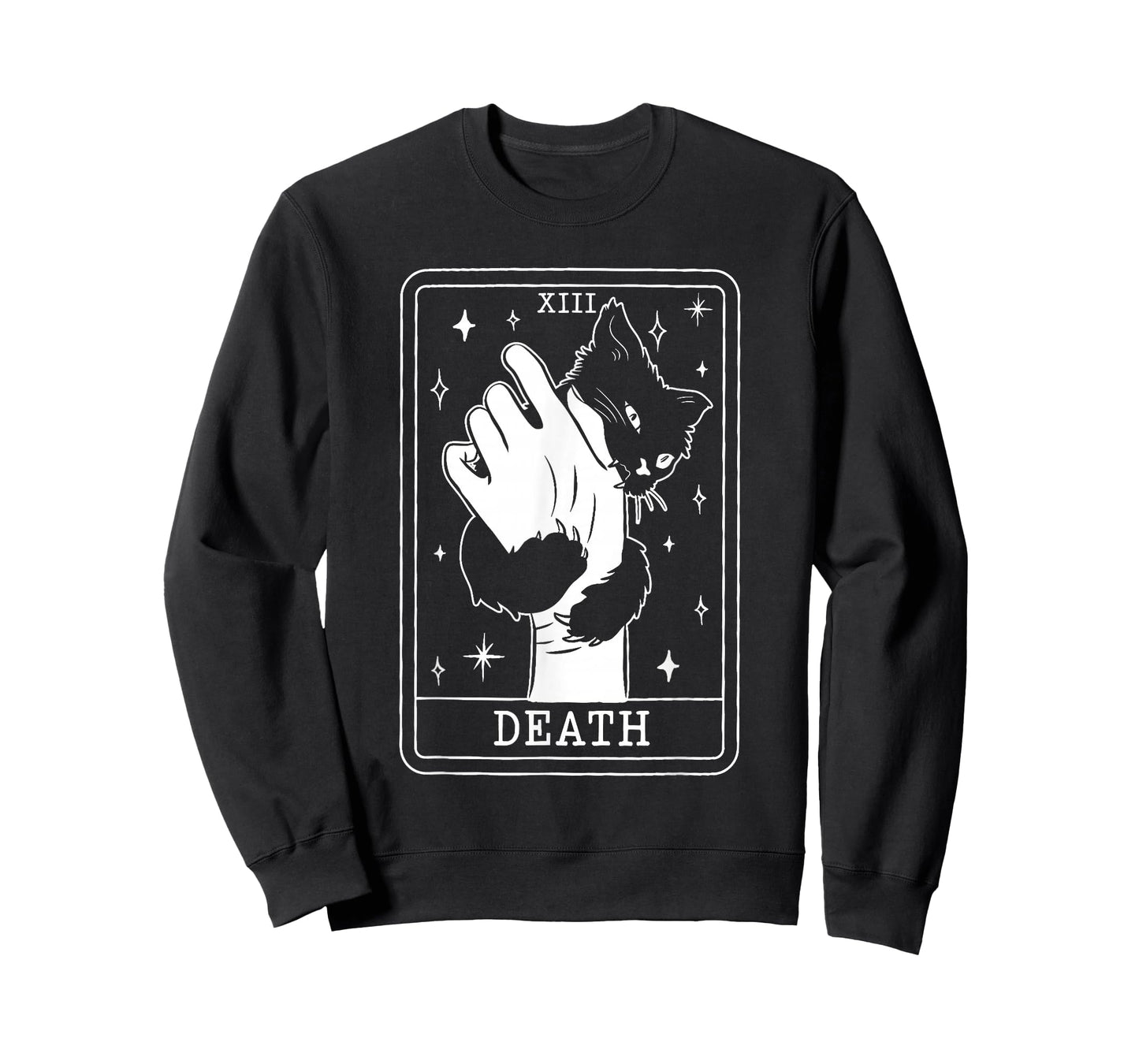 Black Cat Tarot Death Halloween Witchy Cat Lover Men Women T-Shirt