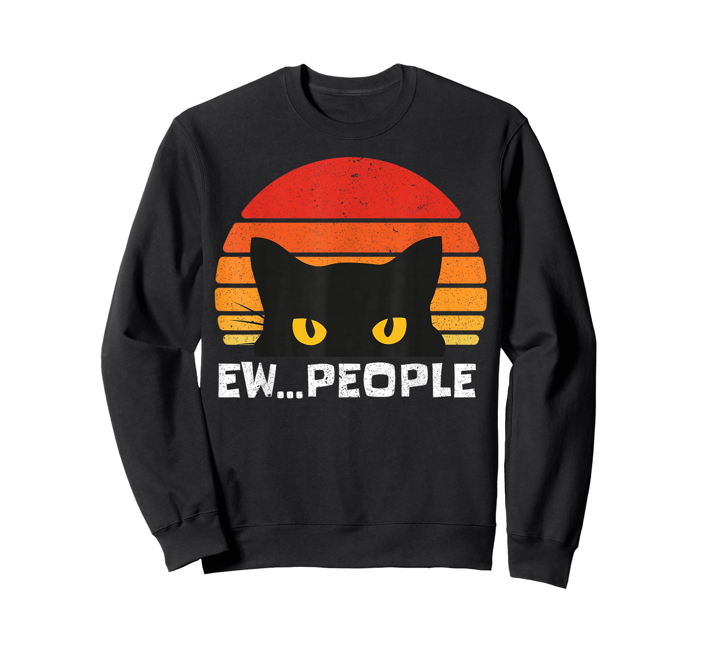 Ew People Retro Funny Black Cat Gifts Anti Social Men Women T-Shirt