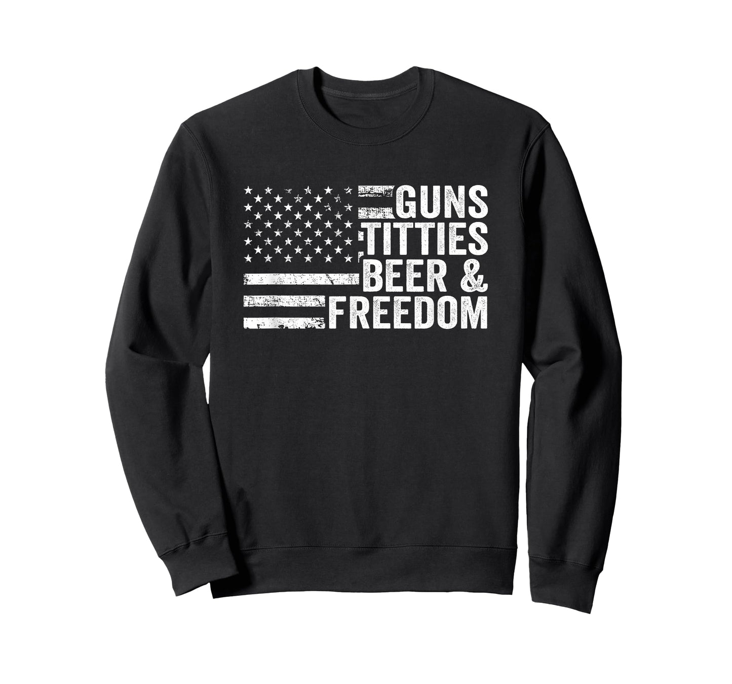 Guns Titties Beer & Freedom - Mens Funny Drinking USA Flag T-Shirt