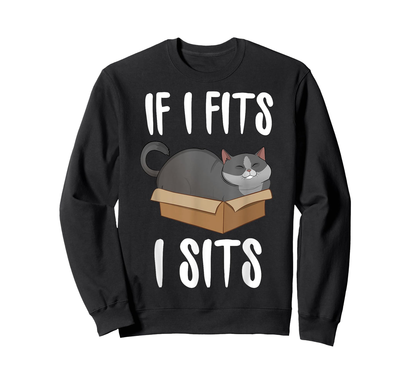 If I Fits I Sits Cat Meme Shirt Funny Cat In A Box T-shirt Men Women Girls Kids T-Shirt