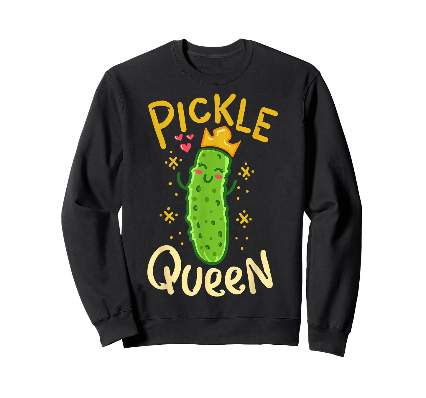 Funny Vegan Gifts Black Women's Pickle Queen Vegan Funny Cucumber Vegetable T-Shirt