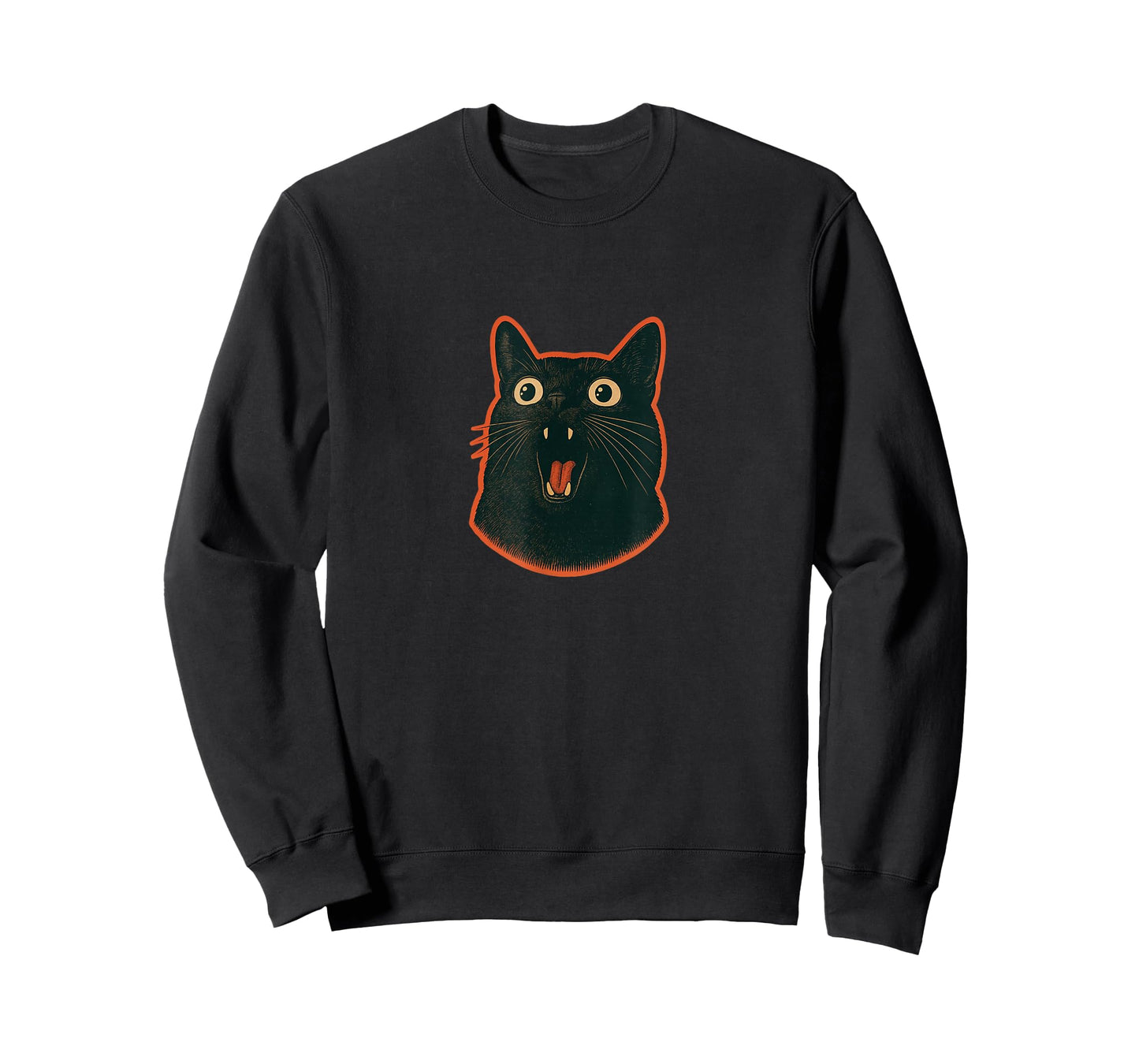 Vintage Black Cat Halloween Spooky Cute Retro Art T-Shirt