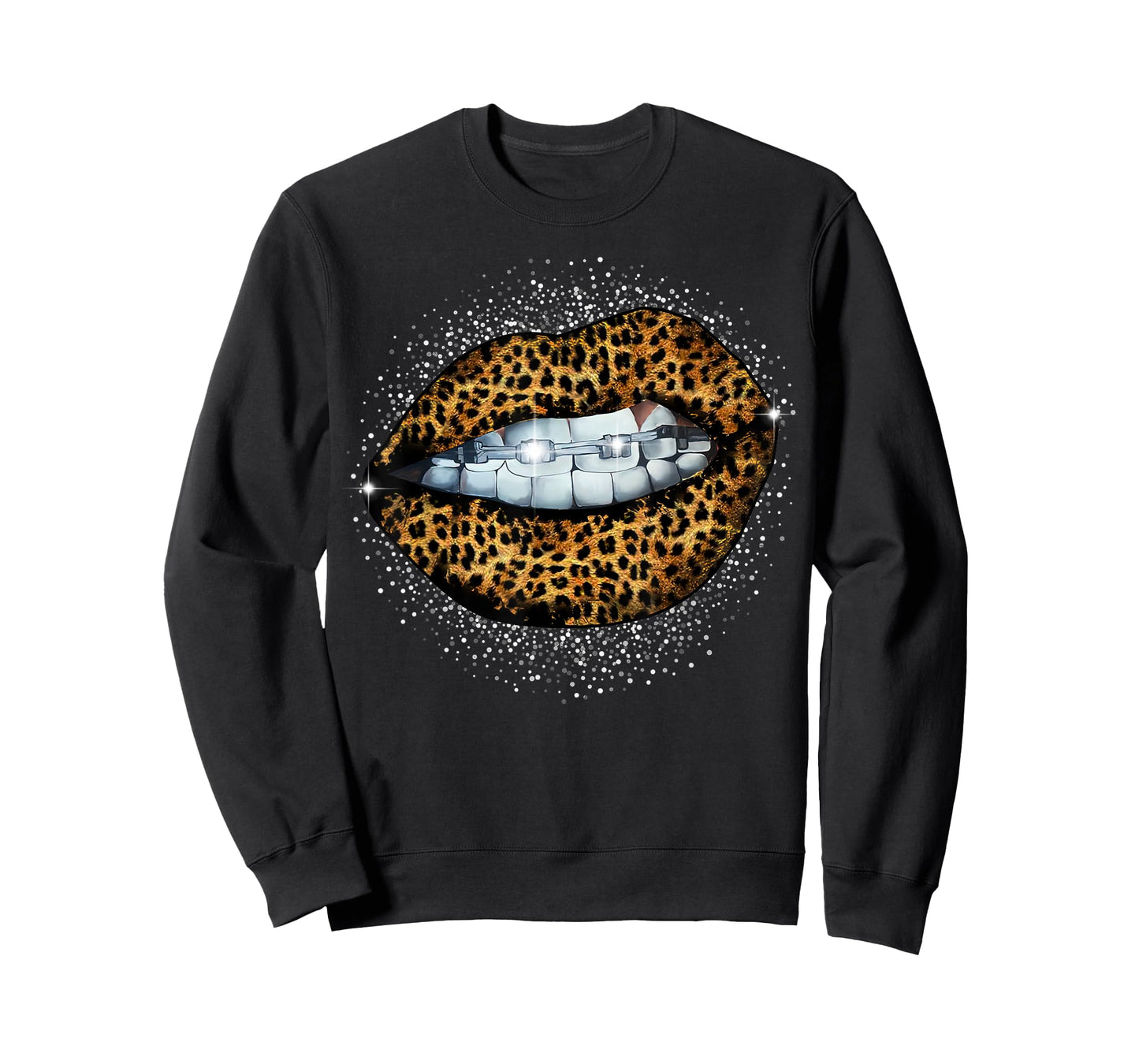 Cool Braces Dentist Leopard Cheetah Print Womens Lip T-Shirt