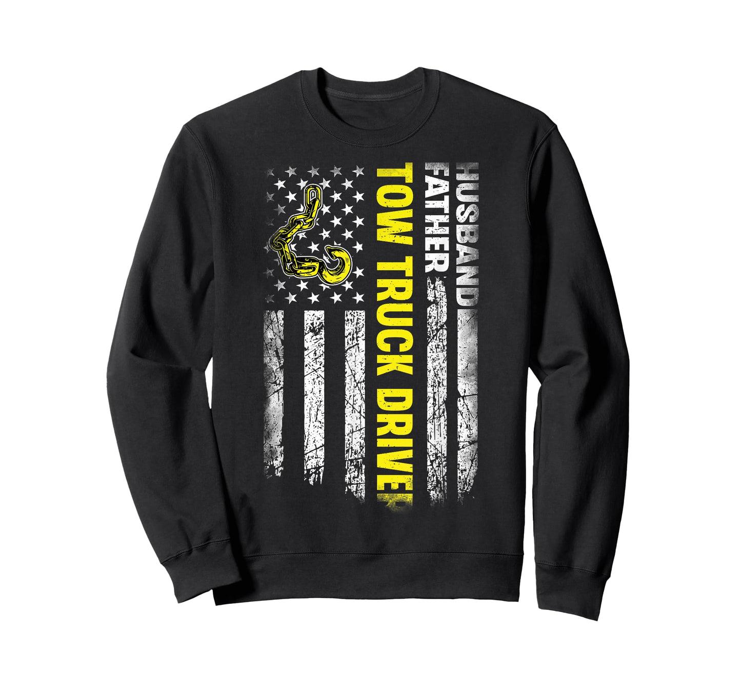 Husband Father Tow Truck Driver American Flag Towing Dad T-Shirt