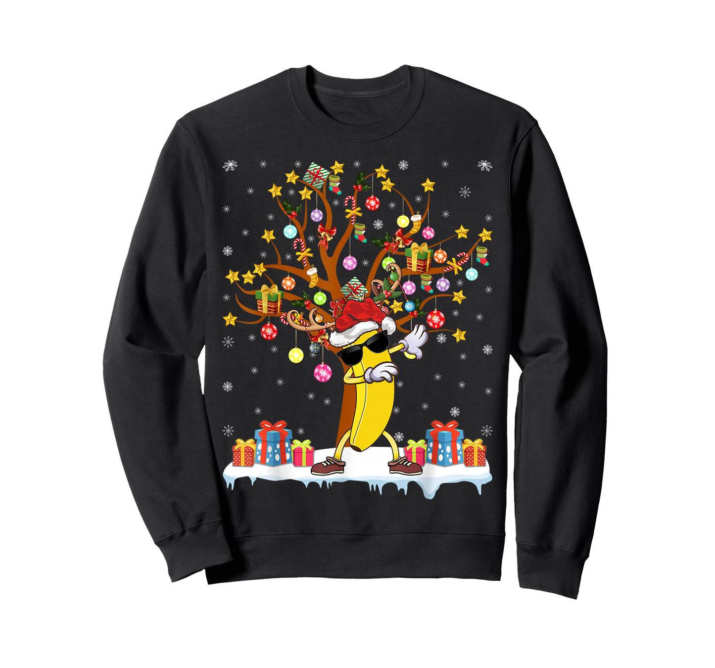 Banana Xmas Lighting Tree Santa Banana Christmas Tree T-Shirt