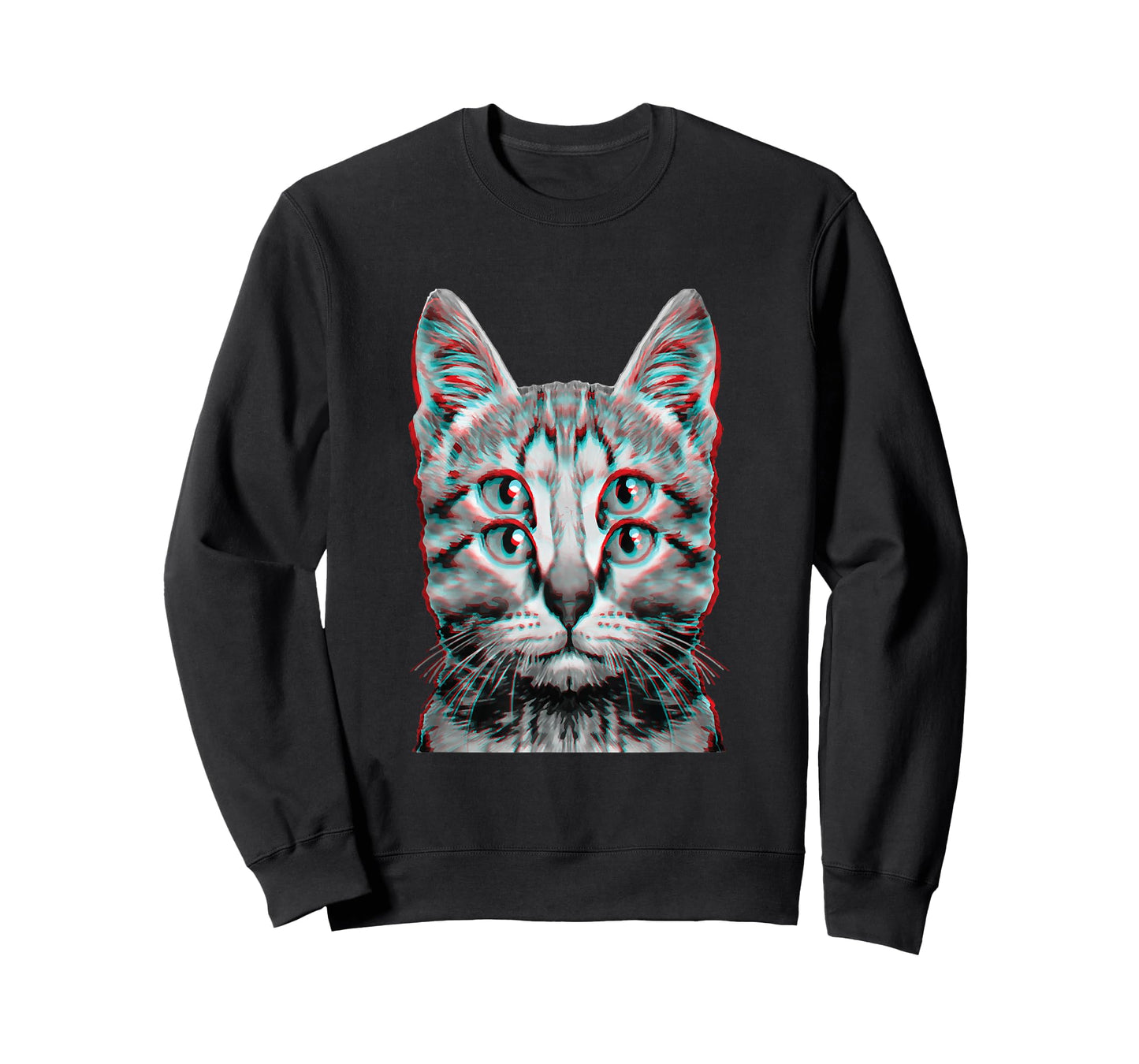 Glitch Weird Cat Kitten Optical Illusion Cat Mom Dad T-Shirt