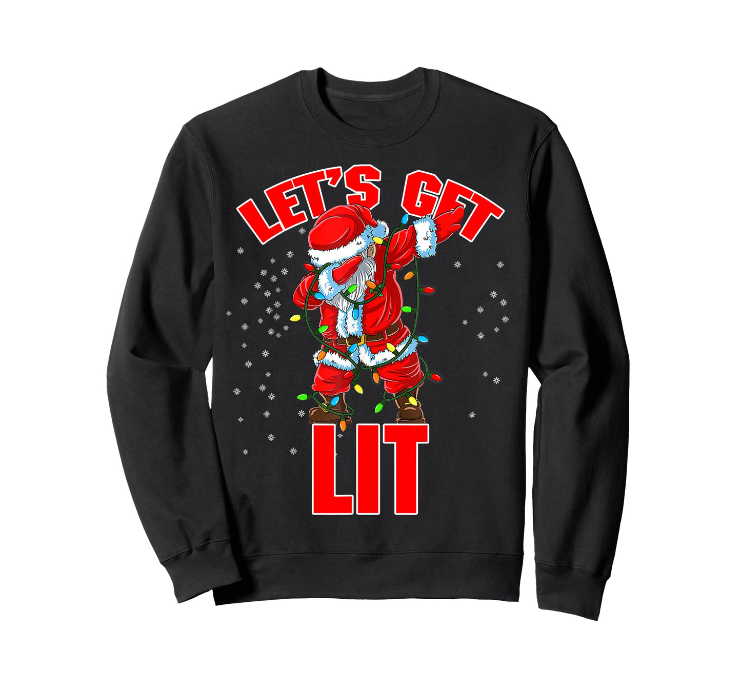 Let's Get Lit Drinking Santa Hat Dabbing Christmas Lights T-Shirt