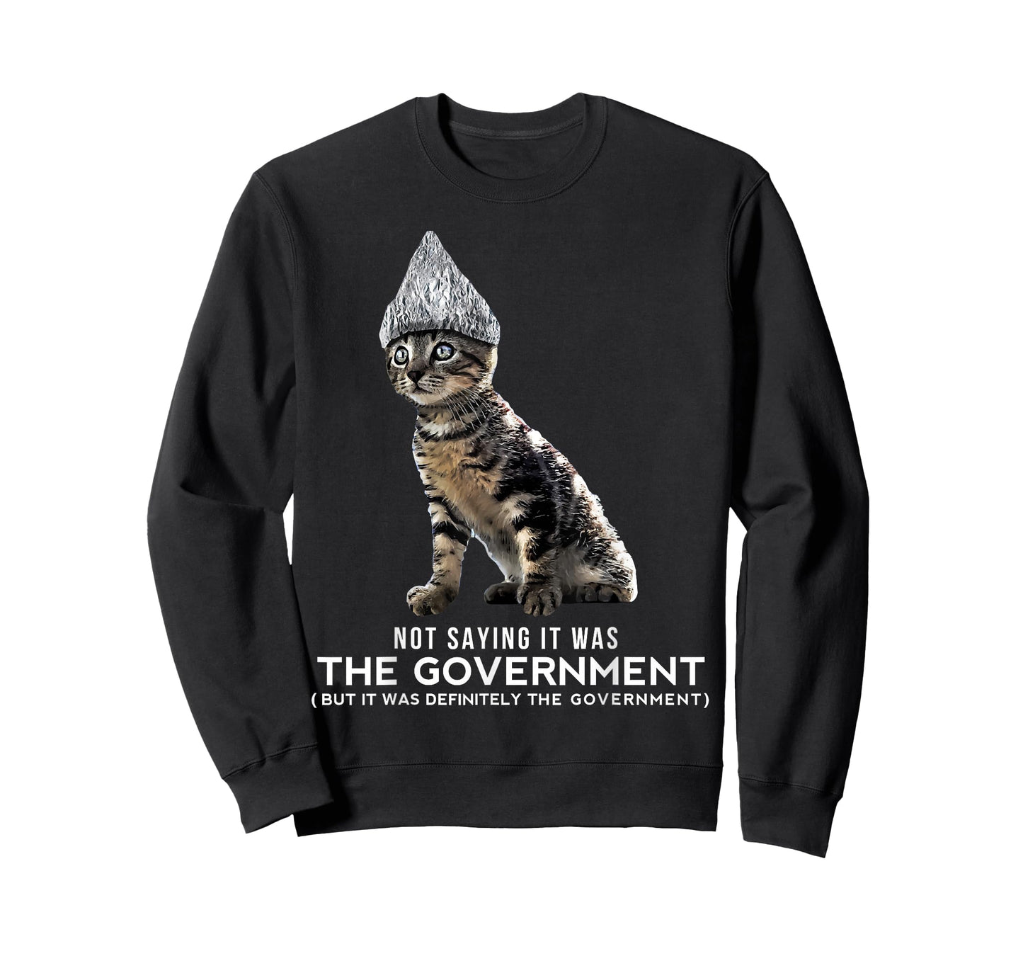 Funny Conspiracy Cat Tin Foil Hat Government Shirt Gift Men T-Shirt
