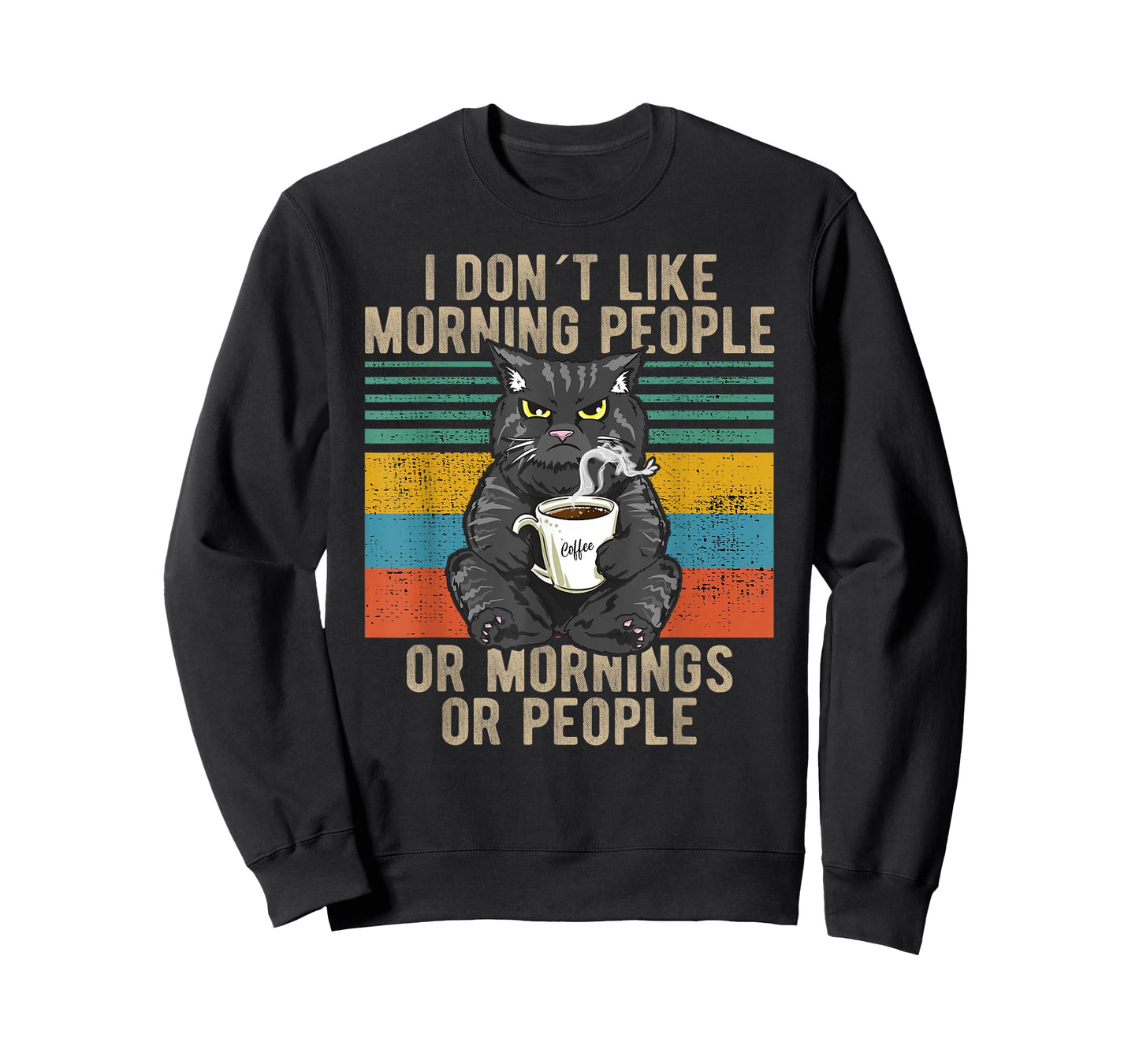 I Hate Morning People And Mornings And People Coffee Cat T-Shirt