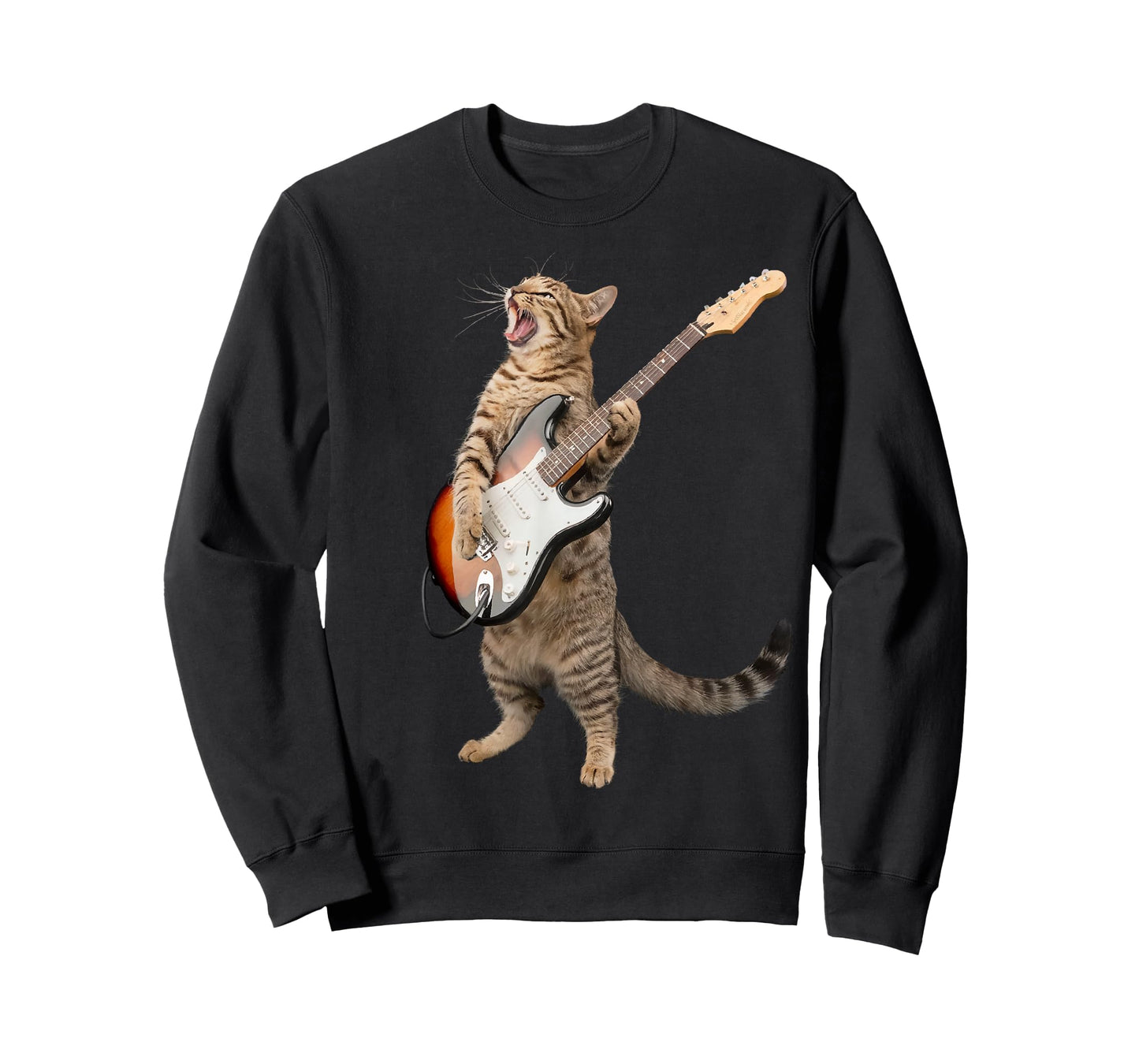 Cat Playing Guitar Shirt Kids Men Women Rock and Roll Band T-Shirt
