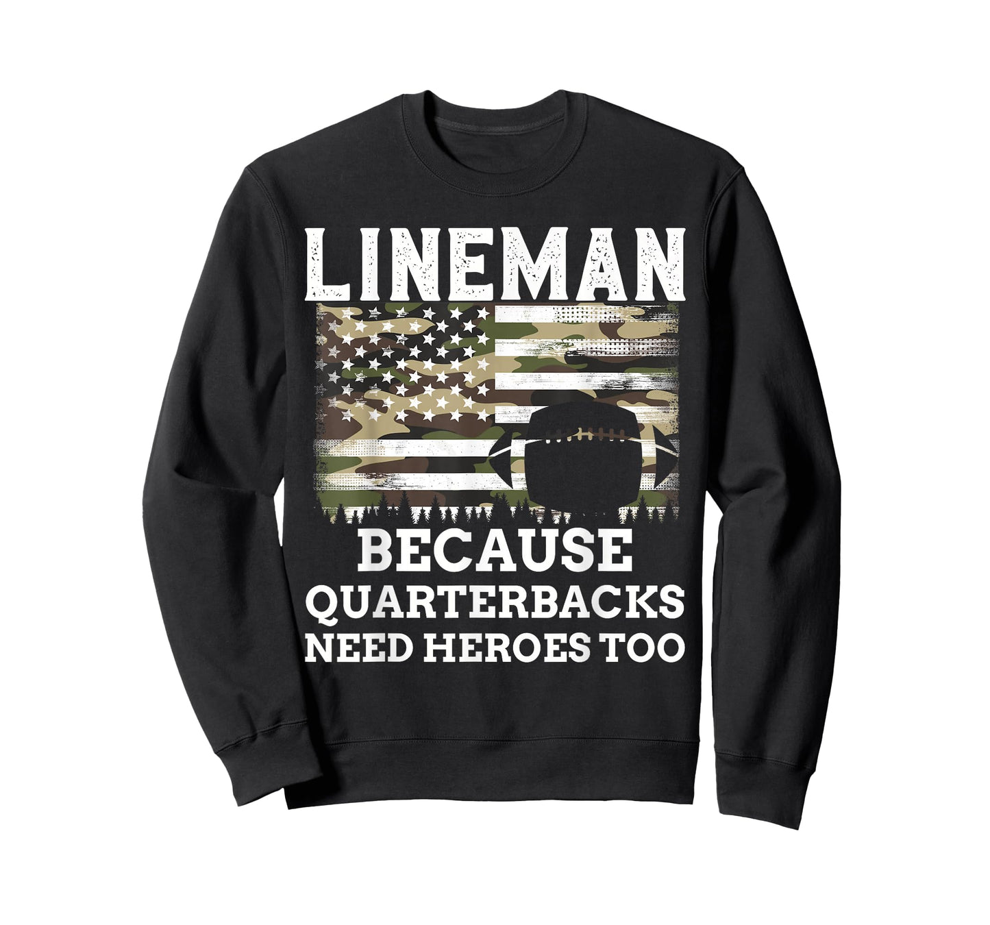 Lineman Football Gift Patriotic American Flag Camouflage T-Shirt
