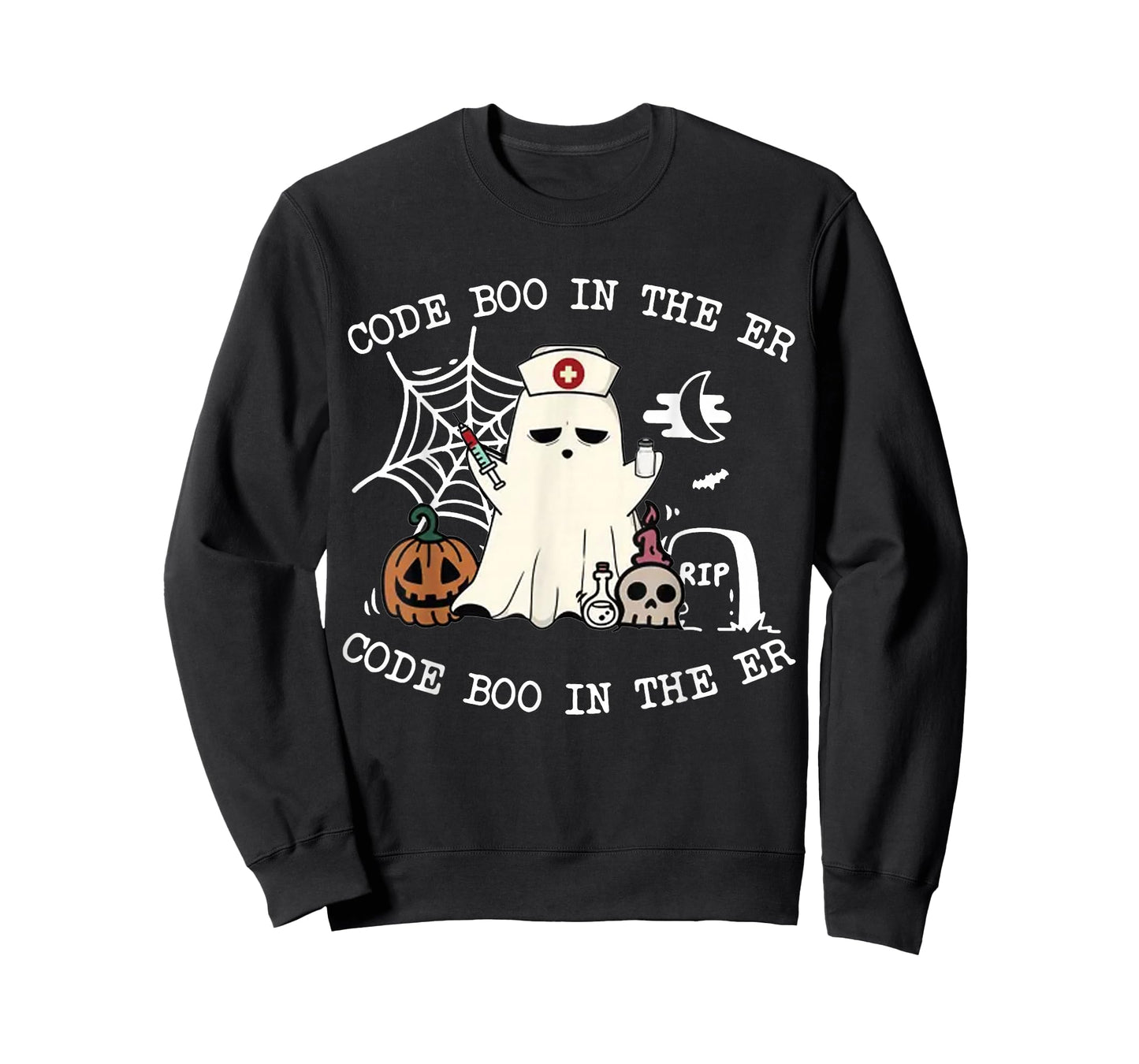 Code Boo in The ER Emergency Room Nurse Spooky Halloween T-Shirt