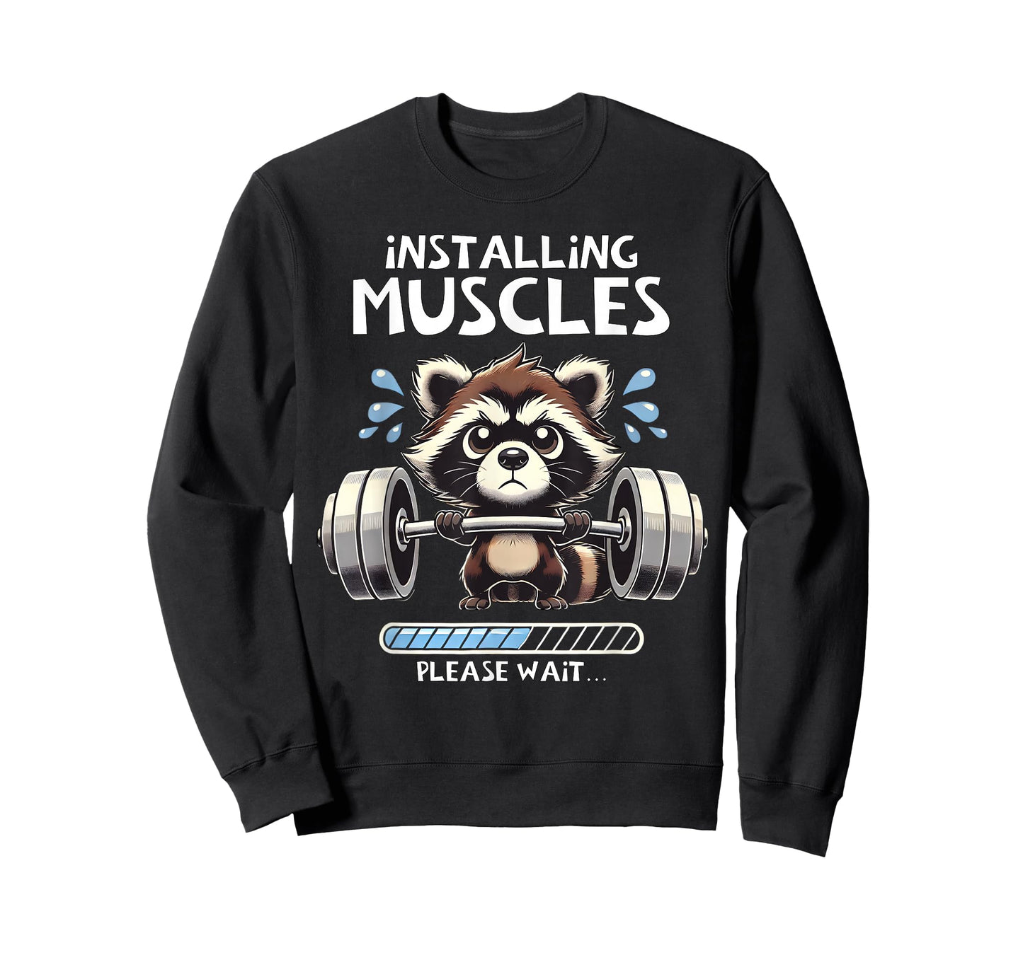 Funny Cute Raccoon Workout Gym Fitness Weightlifting T-Shirt