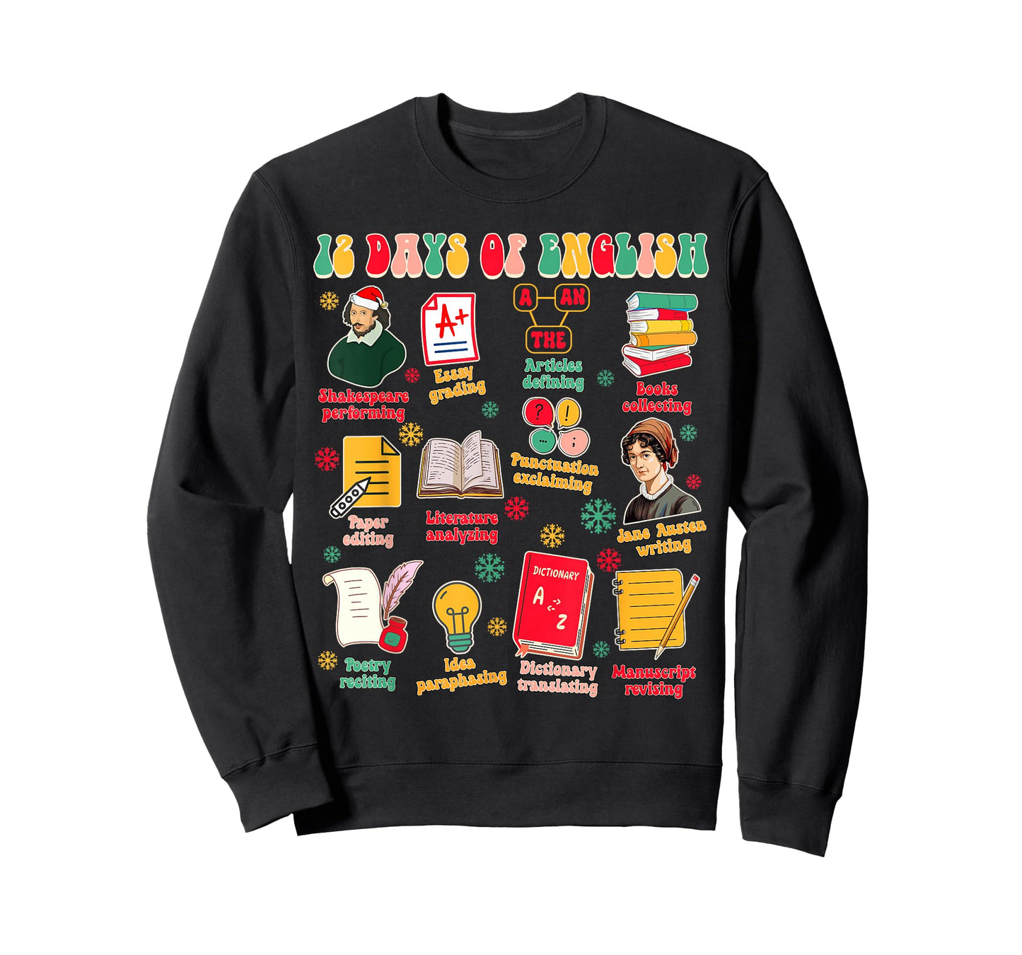 Christmas Xmas English Teacher Teaching 12 Days Of English T-Shirt
