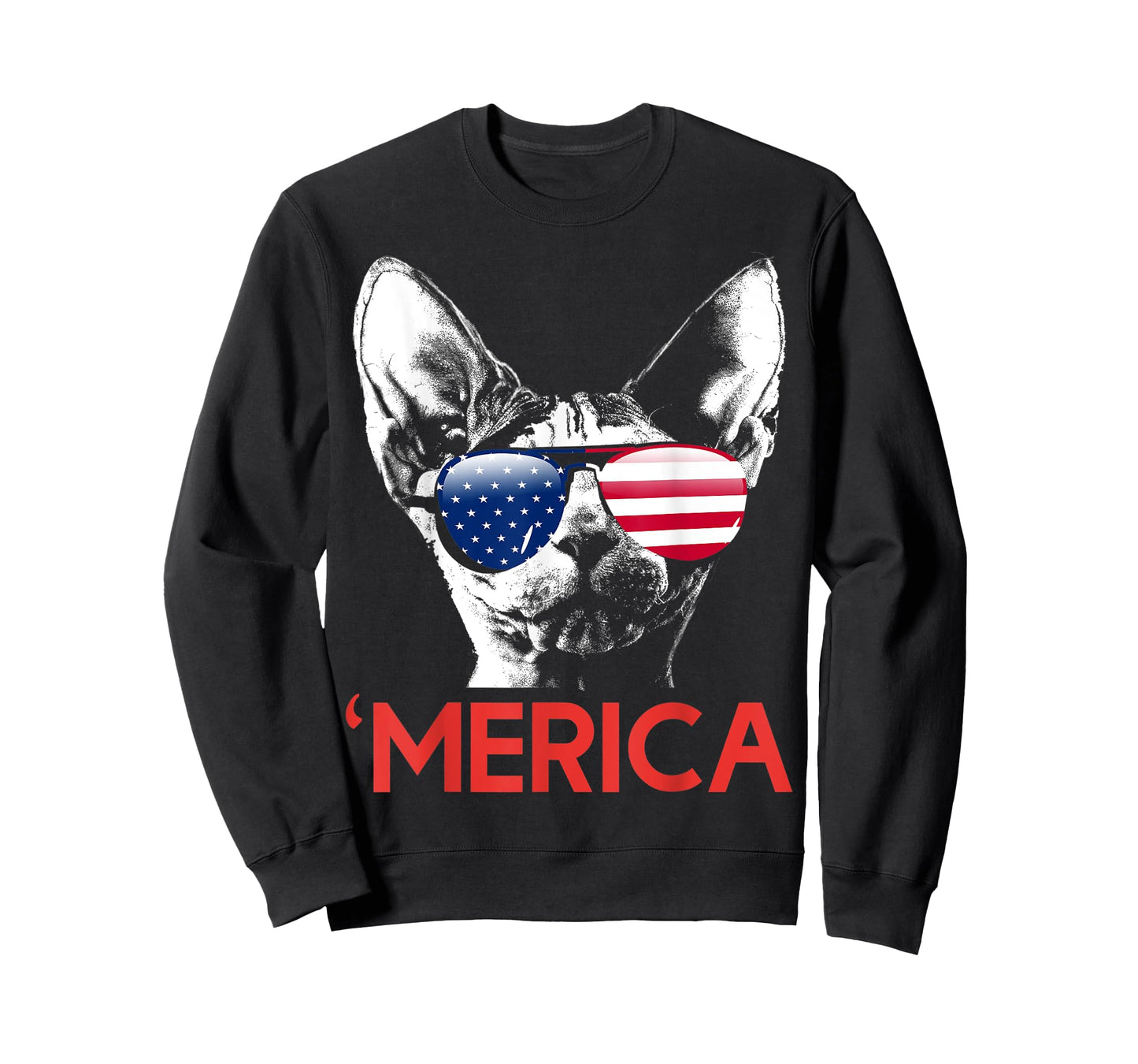 Merica Sphynx Cat American Flag 4th of July T-Shirt for Women Men