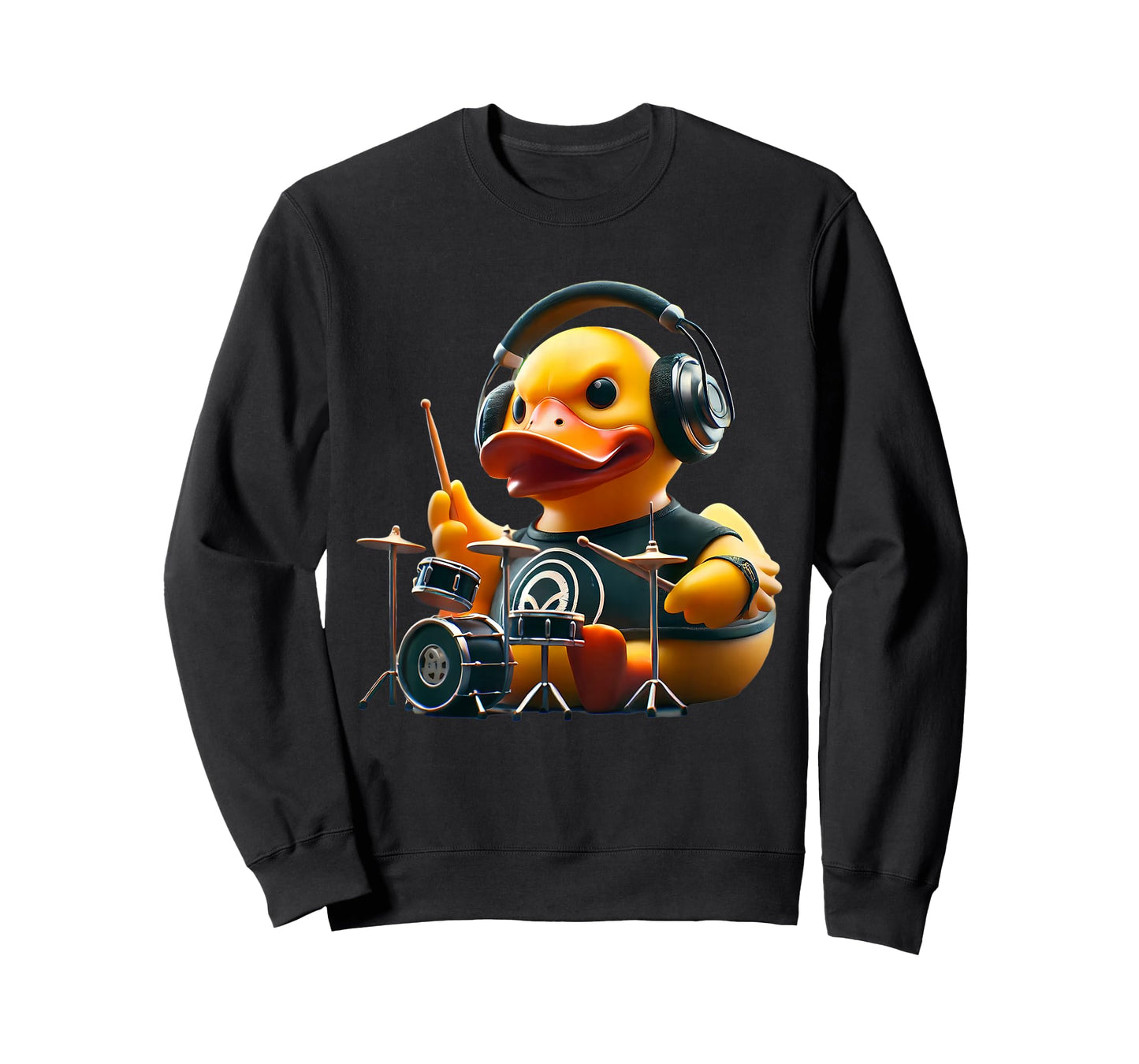 Cute Drummer Rubber Duck Designs Unisex-Adults, Kids Blue Short Sleeve T-Shirt Small