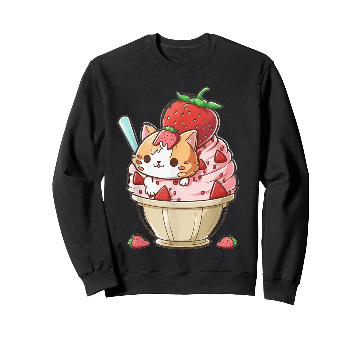 Strawberry Ice Cream Sundae Kitten Gelato Berry Cat Sorbet T-Shirt