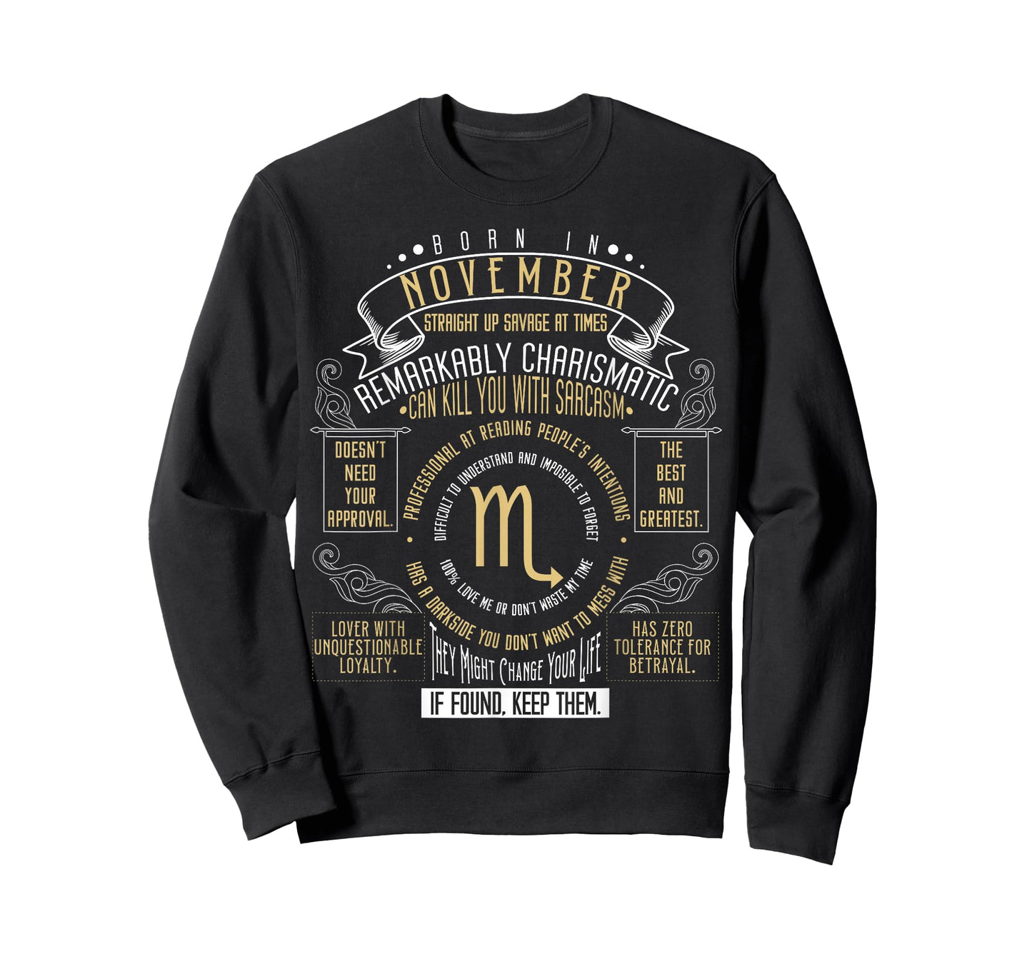 Born In November Scorpio Zodiac Birthday Horoscope Astrology T-Shirt