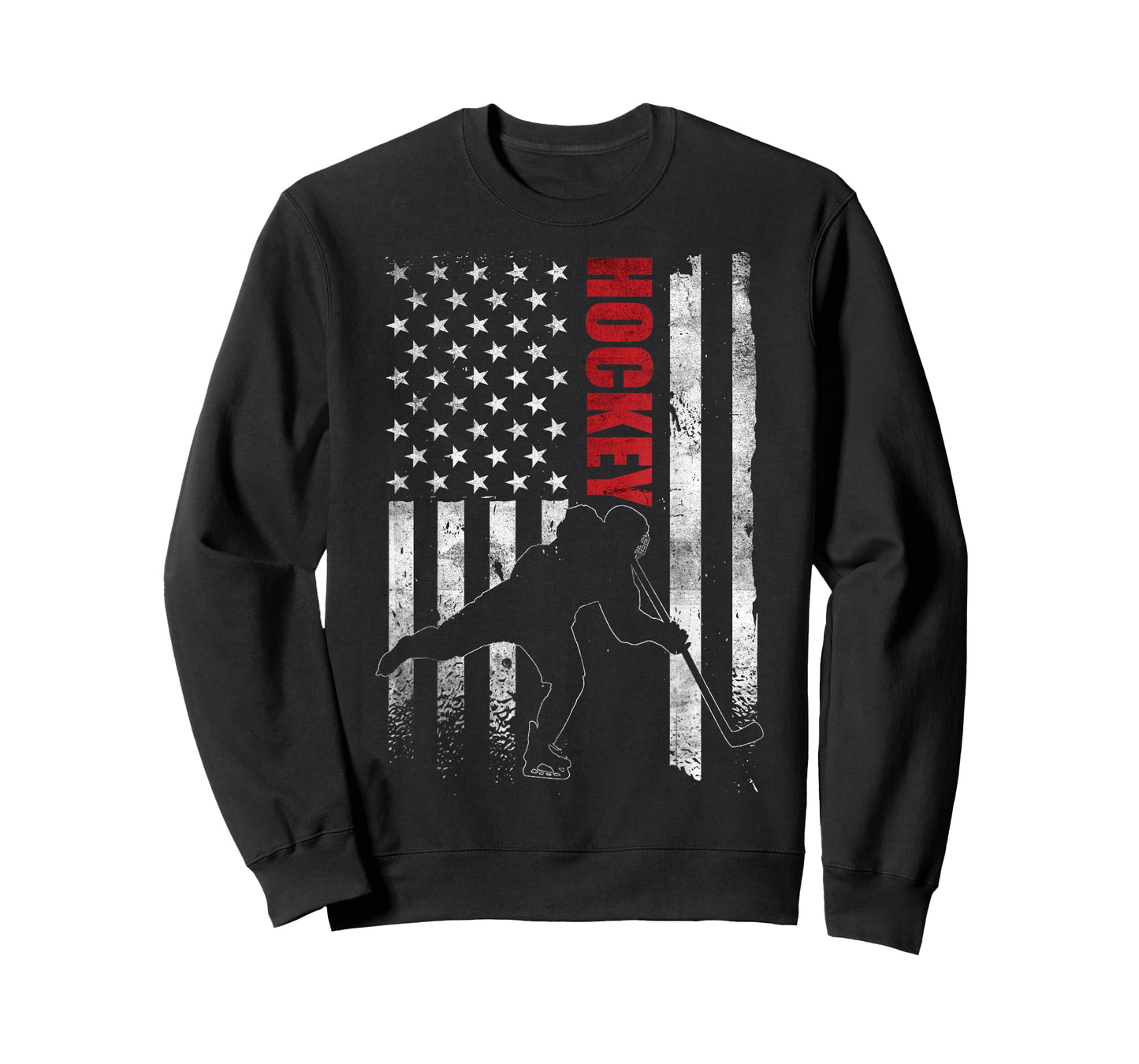 Vintage Ice Hockey American Flag Ice Hockey Player 4th July T-Shirt