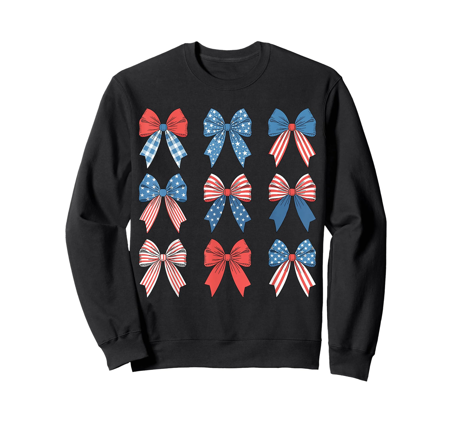 Cute 4th of July Red White and Blue American Coquette Bows T-Shirt