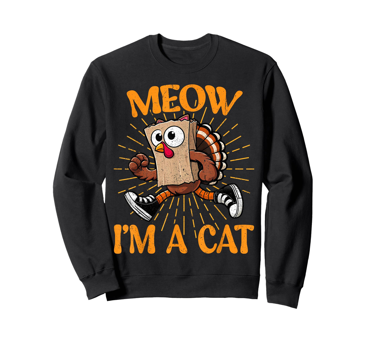 Meow I'm A Cat Fall Thanksgiving Turkey Funny Thanksgiving T-Shirt