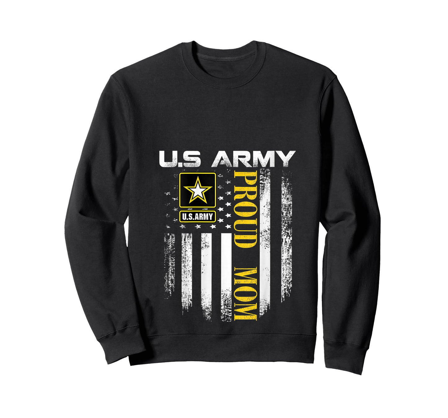 Womens Vintage Army Proud Mom With American Flag Gift V-Neck T-Shirt