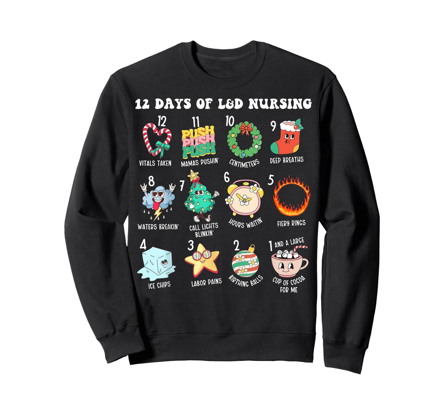 12 Days Of L&D Unit Nursing Labor & Delivery Nurse Christmas T-Shirt