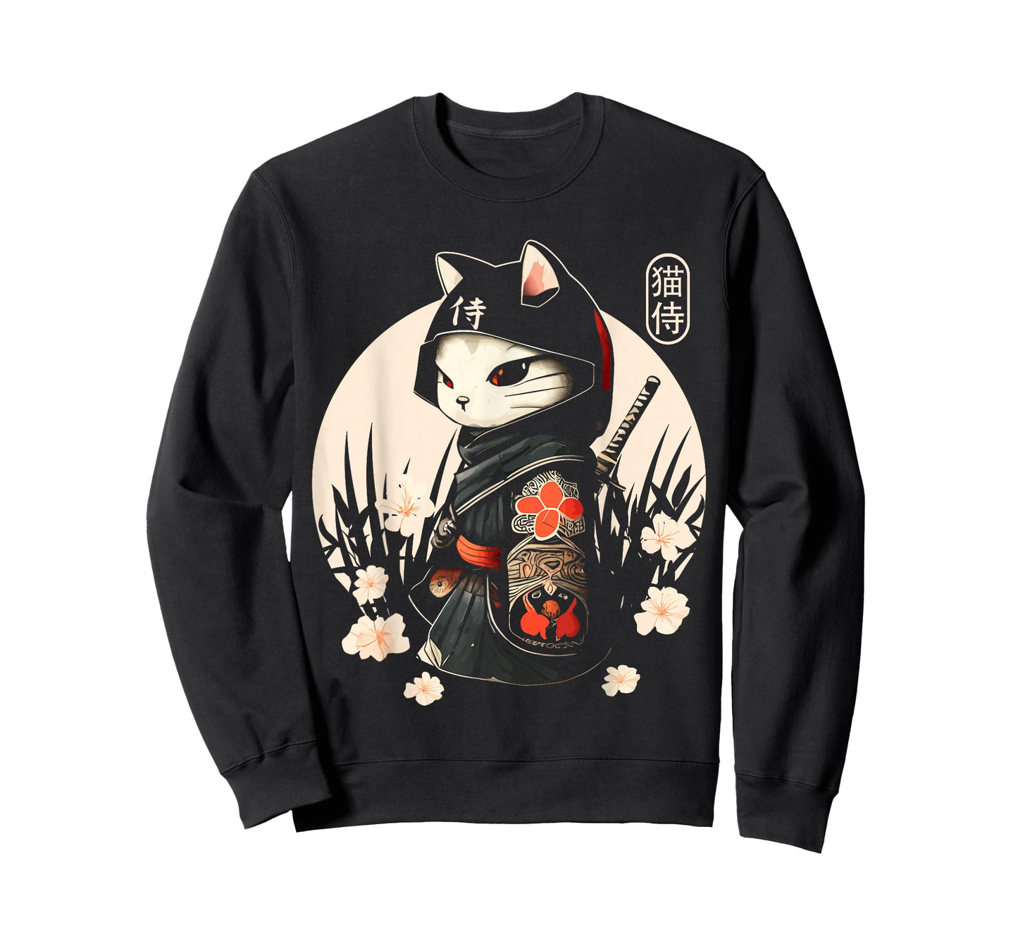 Japanese Samurai Cat Tattoo, Kawaii Ninja Cat T-Shirt