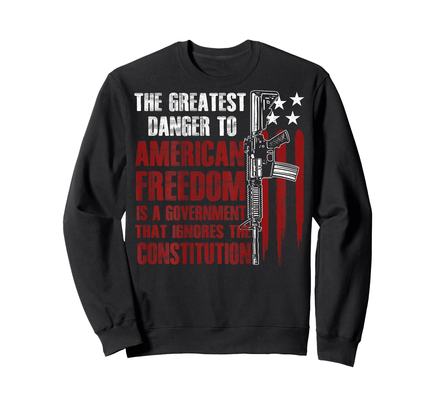Gun USA Flag American Freedom Funny Government (on Back) T-Shirt