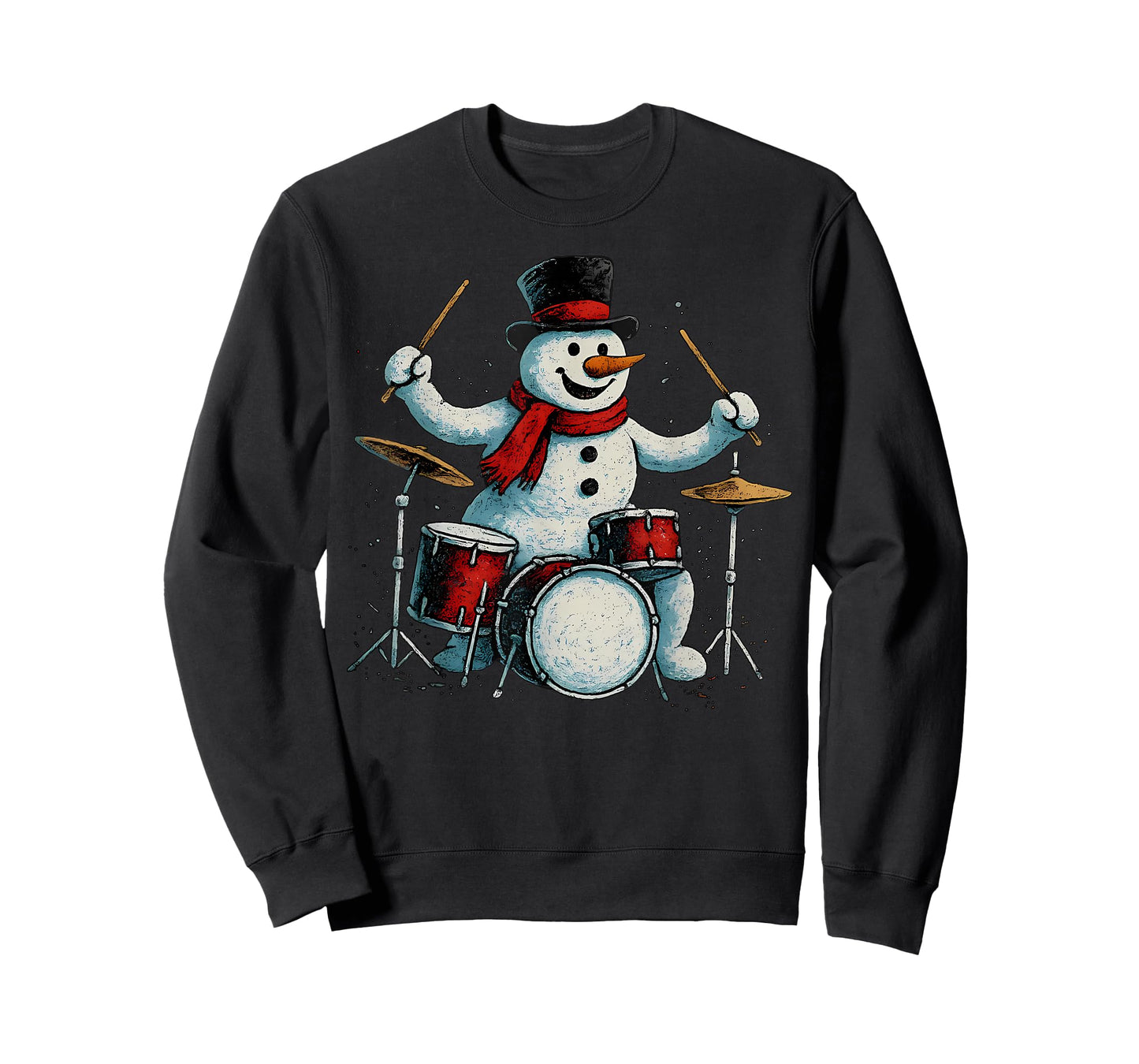 Drummer Snowman Christmas Musician Drums Percussionist Music T-Shirt