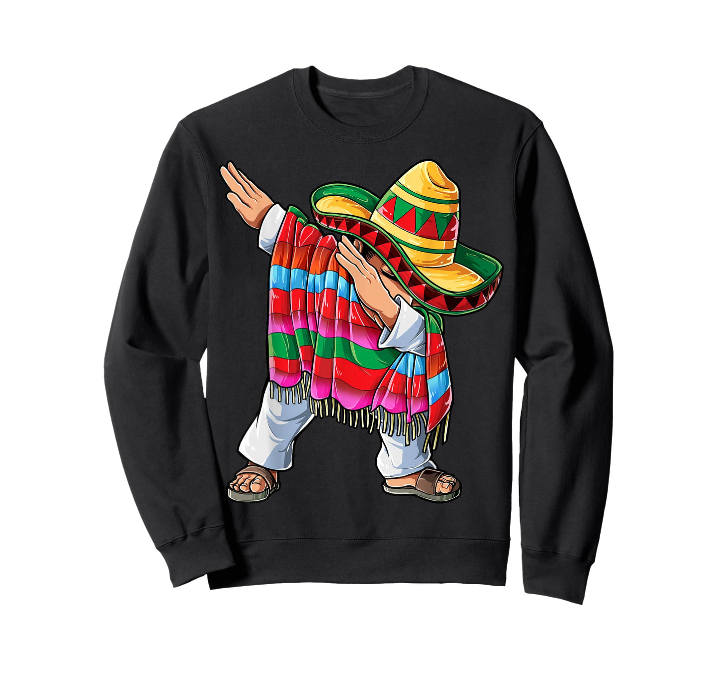 Dabbing Mexican Poncho Cinco de Mayo Boys Men Short Sleeve Sombrero Dab T-Shirt