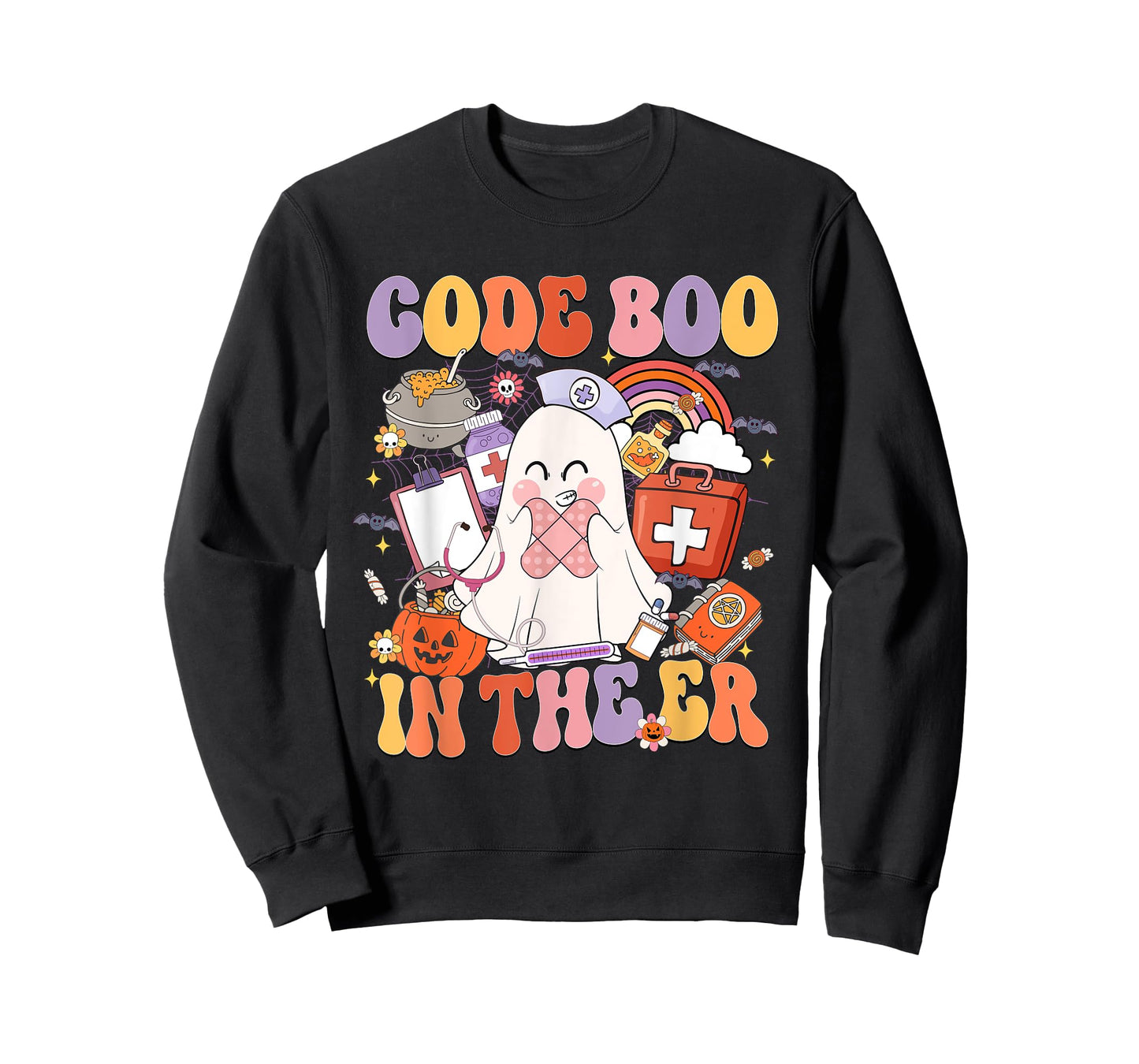 Code Boo In The ER Emergency Room Nurse Boo Halloween T-Shirt