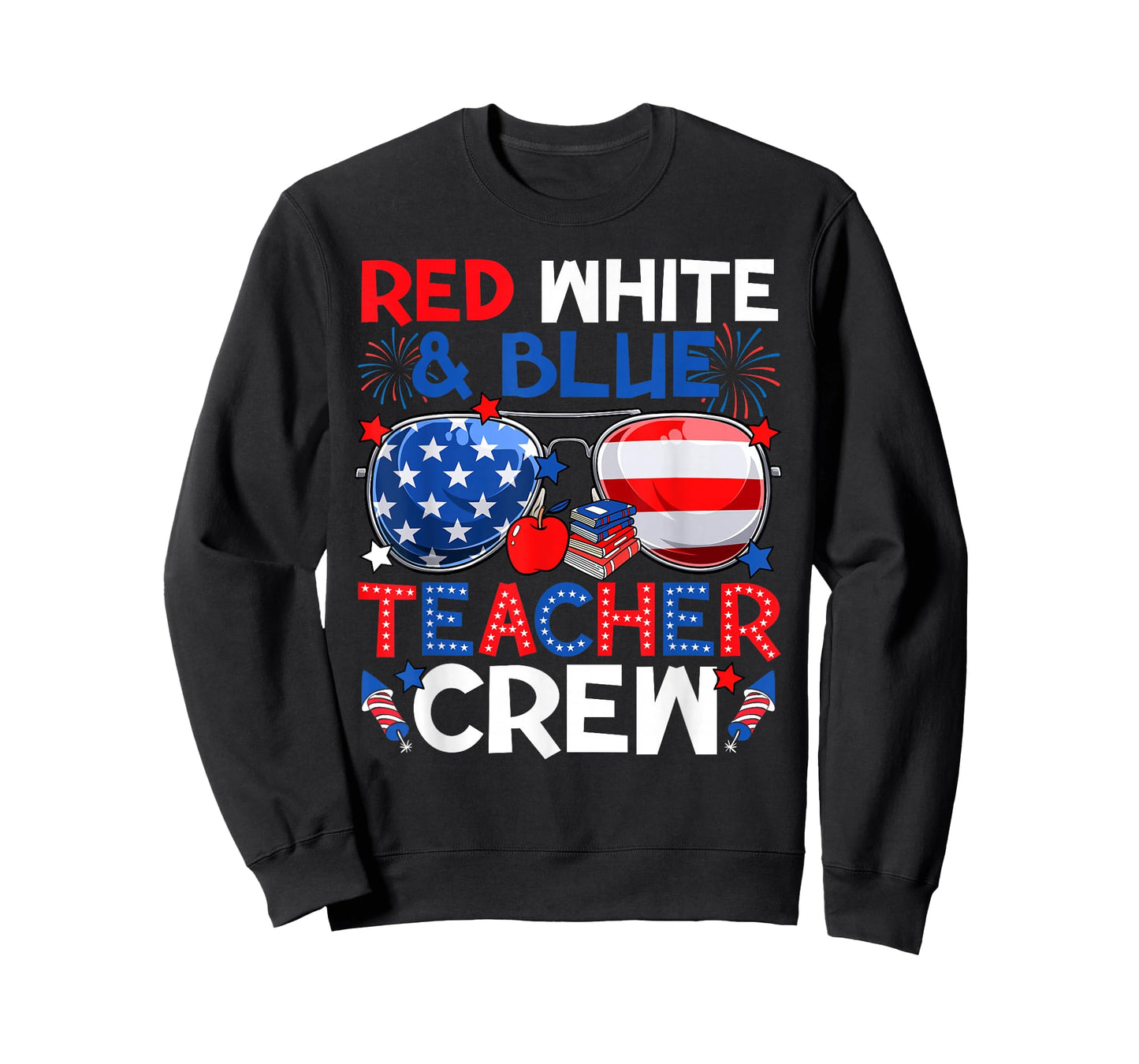 4th of July Red White & Teacher Crew American Flag T-Shirt
