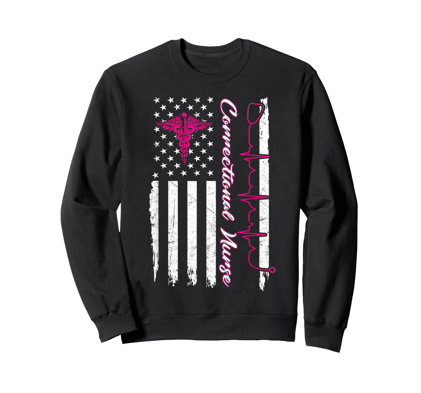 Correctional Nurse USA Flag Breast Cancer Nursing RN T-Shirt