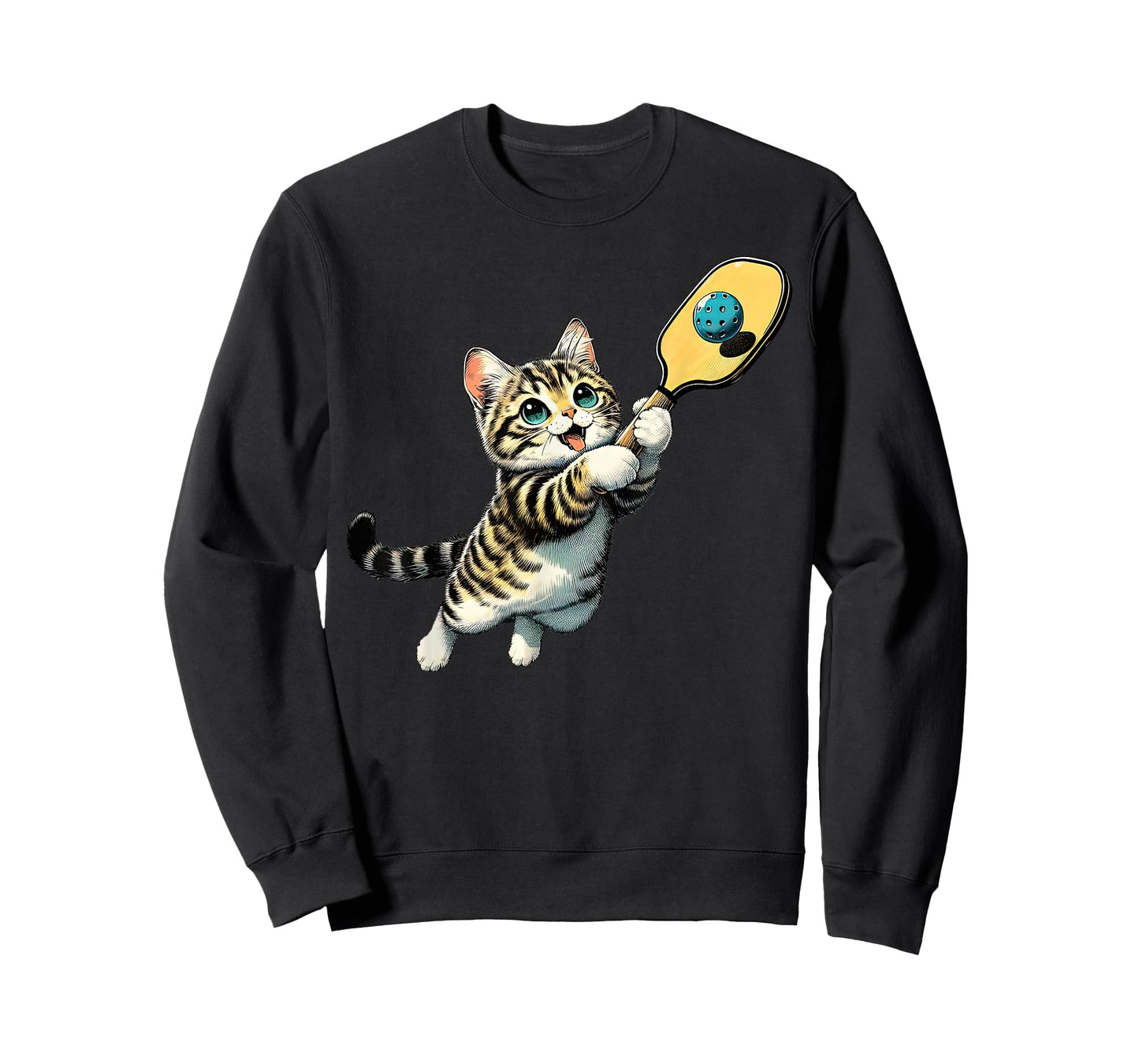 Funny Kitten Playing Pickleball Cute Cat Pickleball Player T-Shirt