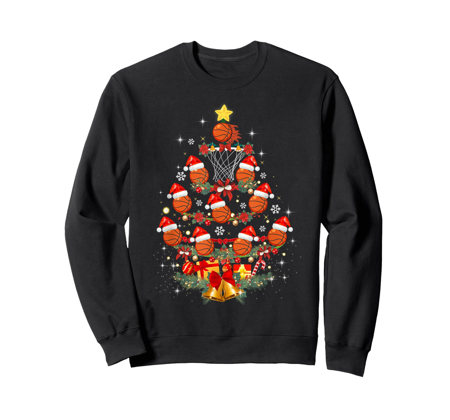 Basketball Christmas Tree Xmas Santa Sports Mens Womens Kids T-Shirt
