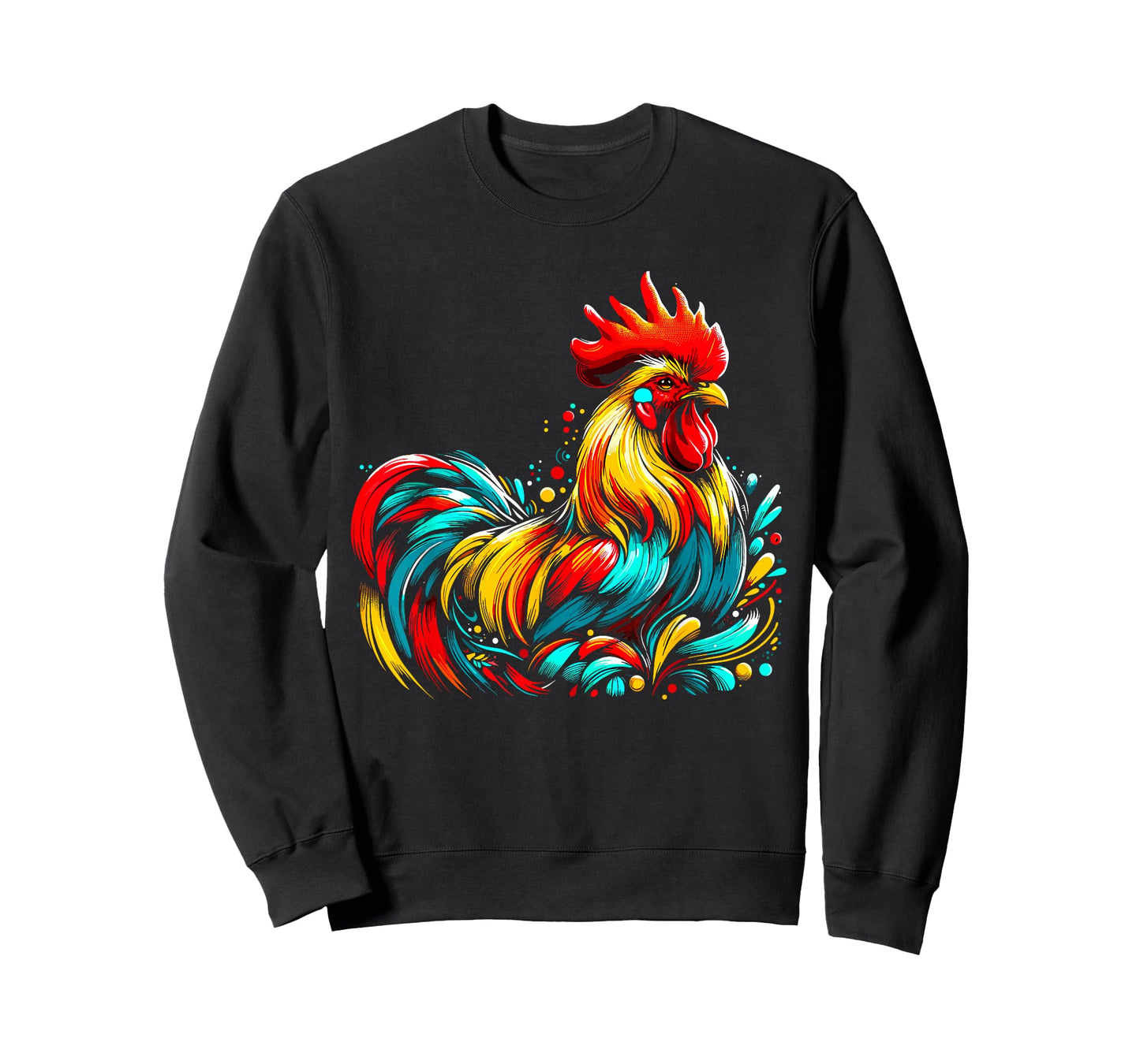 Chicken Colorful Farm Chicken T-Shirt, Small, Black