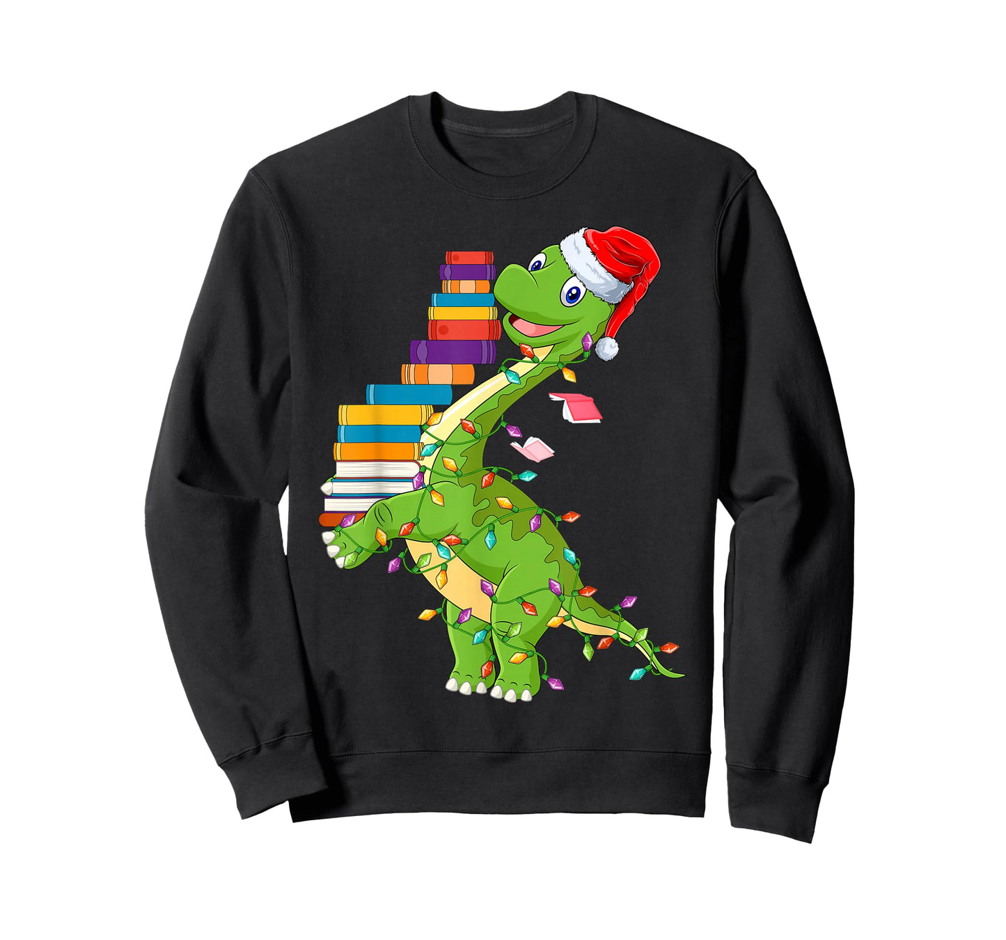 Dinosaur Book Reading Teacher Kids Book Lover Dino Christmas T-Shirt