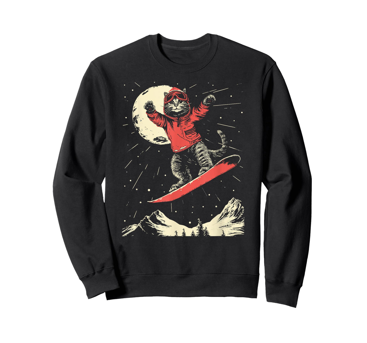 Cat Snowboard Ski Lover For Men Women Kids Mountain Skier T-Shirt