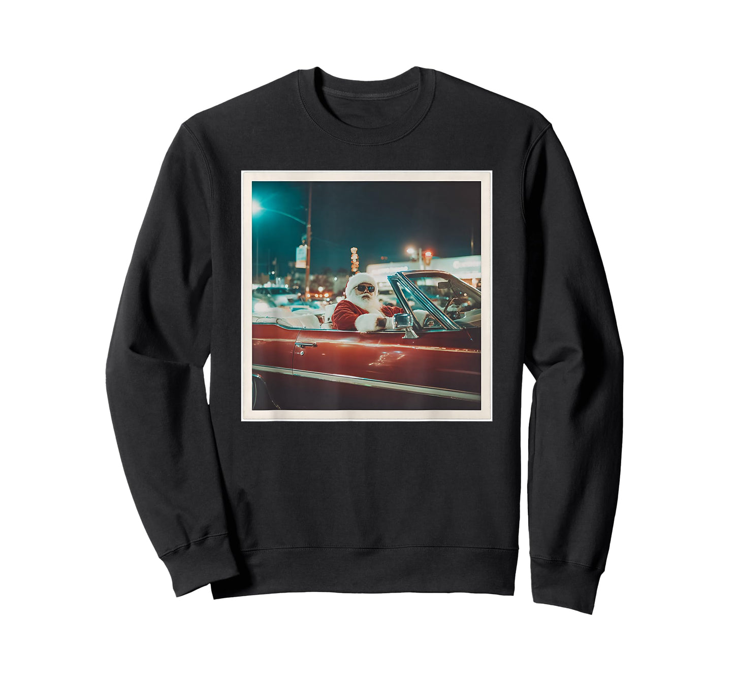 Santa Driving Convertible Car Cool Christmas T-Shirt