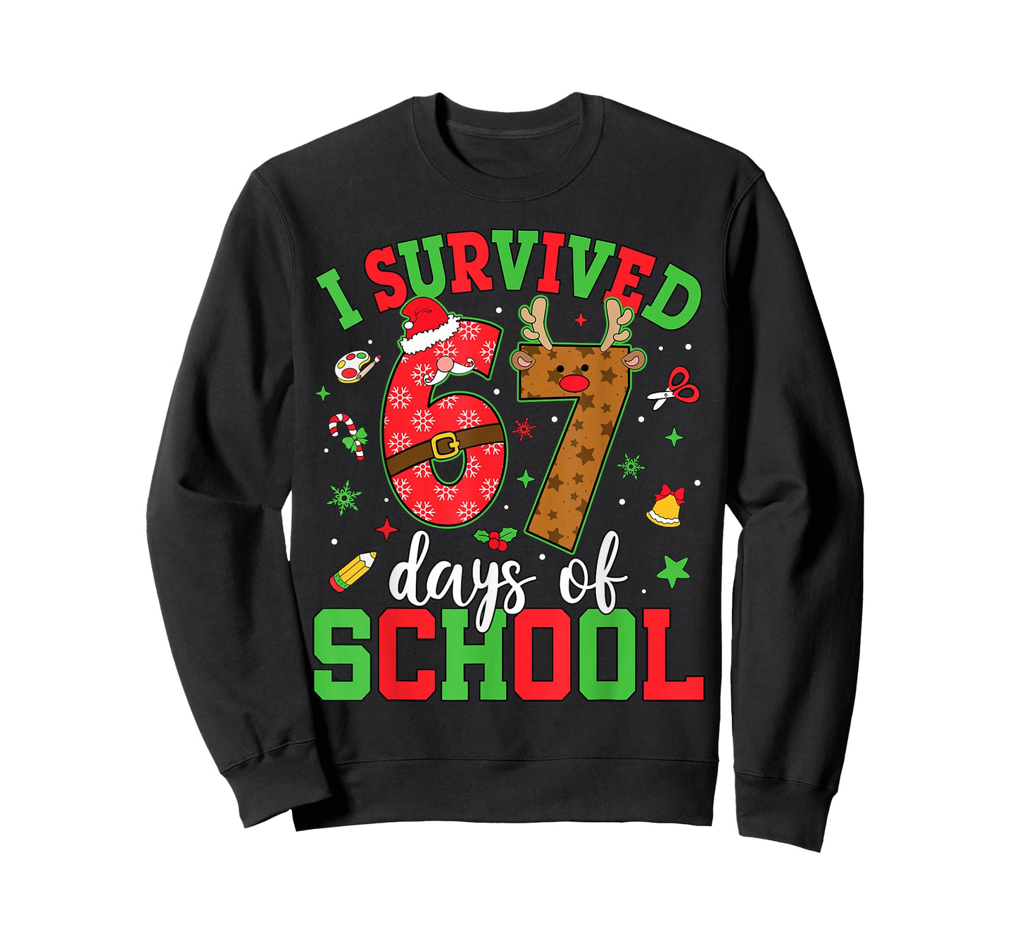 Happy 67th Day of School Funny Christmas 67 Meme Six Seven T-Shirt