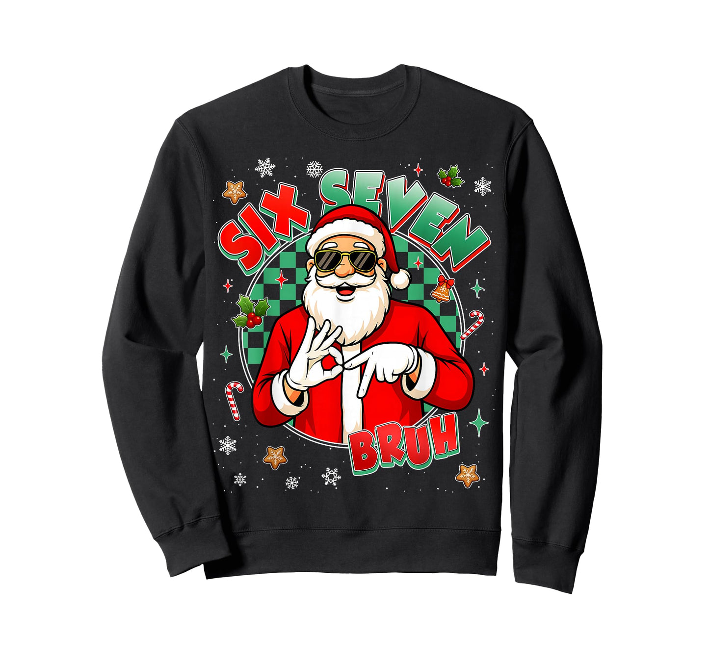 Six Seven Meme 6 7 67 Funny Christmas Xmax Santa Costume T-Shirt